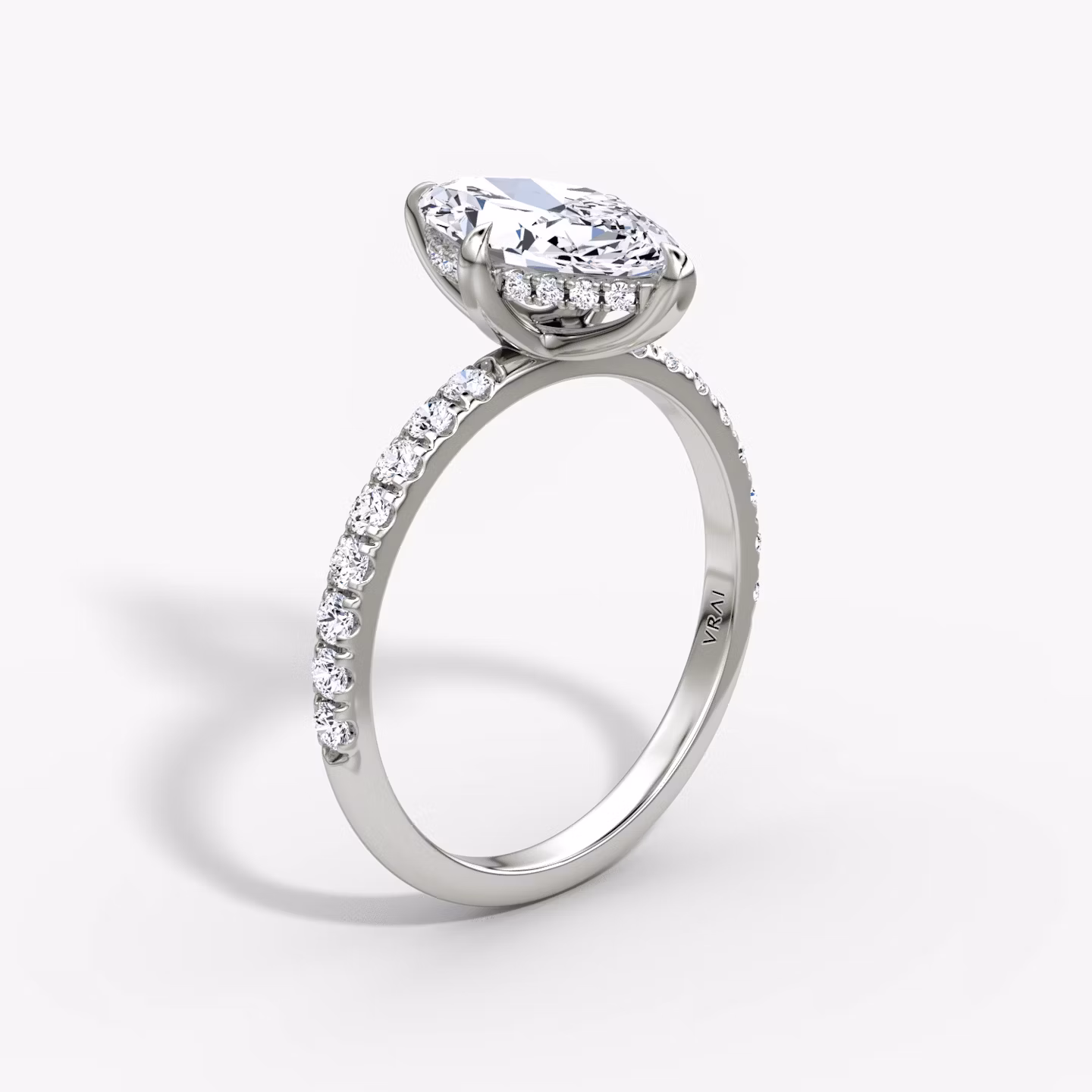 The Classic Hidden Halo Marquise | White Gold