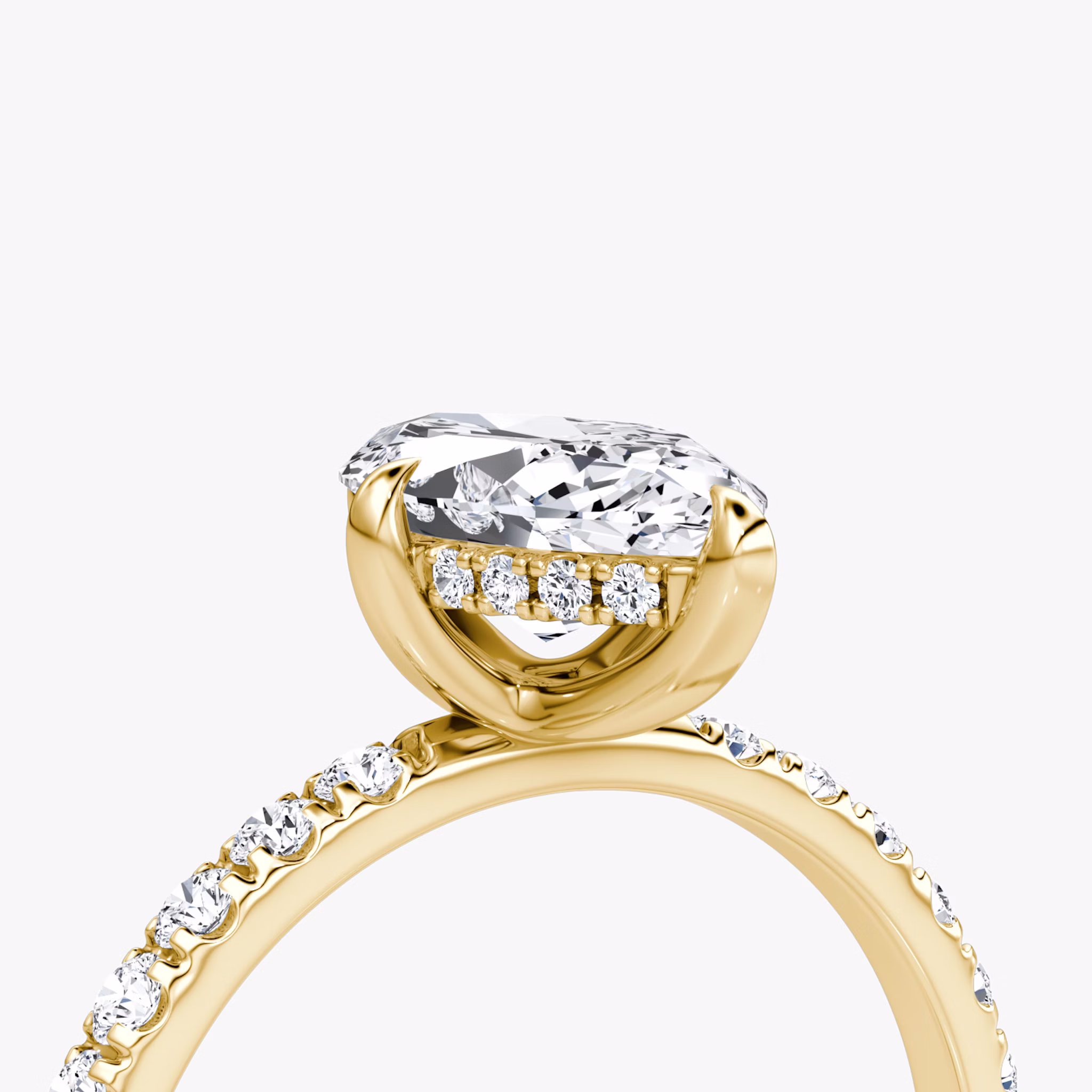 The Classic Hidden Halo | Marquise | 18k | Yellow Gold | bandAccent: Pavé | bandWidth: large | prongStyle: Plain | diamondOrientation: vertical | caratWeight: other