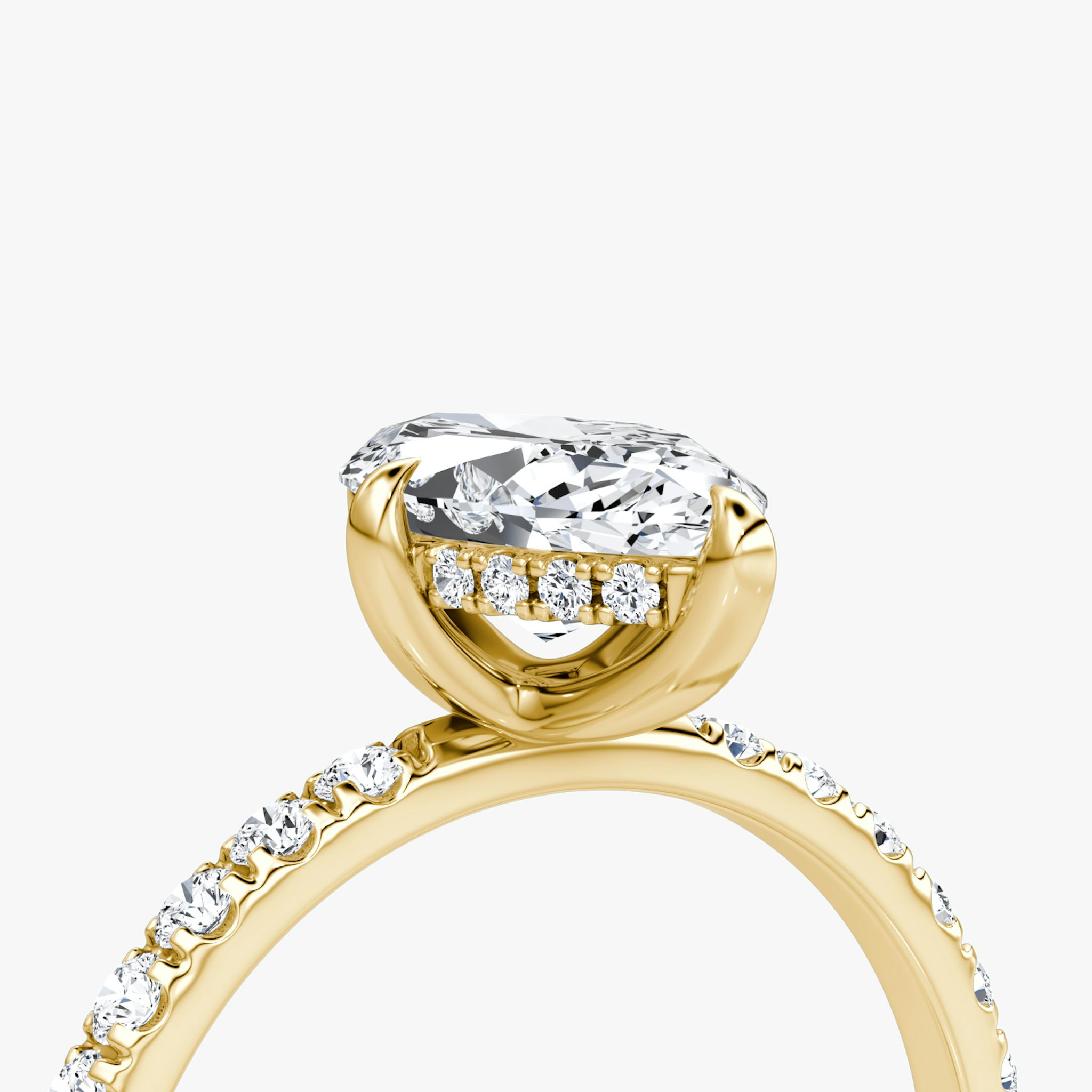 The Classic Hidden Halo | Marquise | 18k | Yellow Gold | bandAccent: Pavé | bandWidth: large | prongStyle: Plain | diamondOrientation: vertical | caratWeight: other
