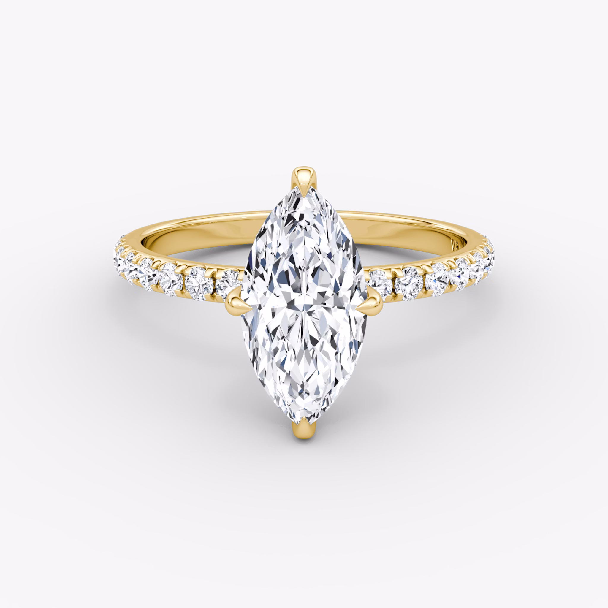 The Classic Hidden Halo | Marquise | 18k | Yellow Gold | bandAccent: Pavé | bandWidth: large | prongStyle: Plain | diamondOrientation: vertical | caratWeight: other