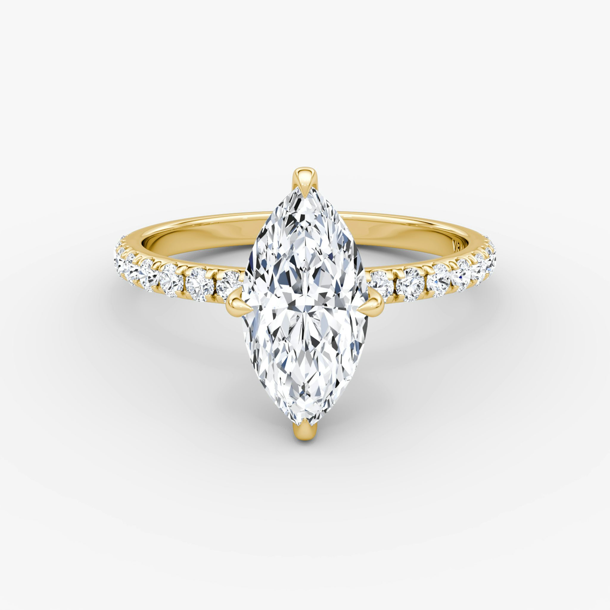The Classic Hidden Halo | Marquise | 18k | Yellow Gold | bandAccent: Pavé | bandWidth: large | prongStyle: Plain | diamondOrientation: vertical | caratWeight: other