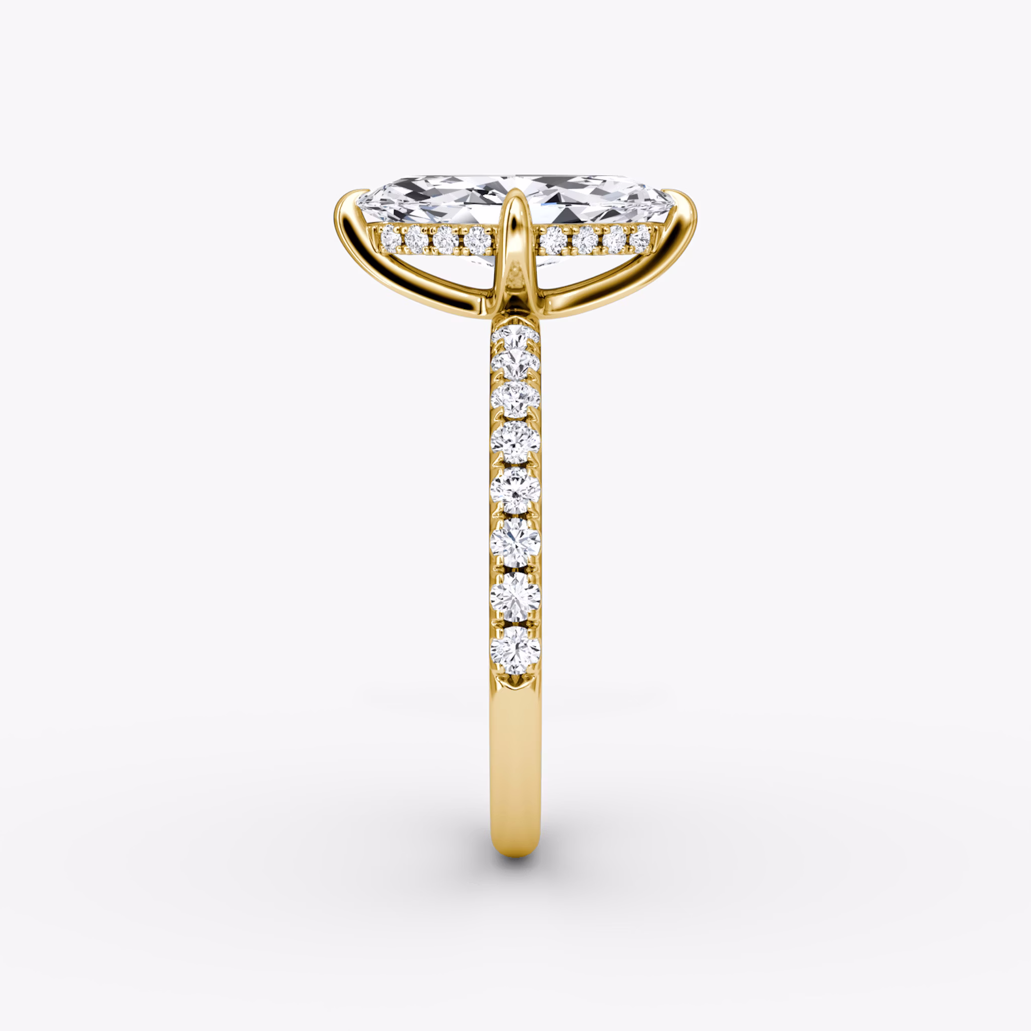 The Classic Hidden Halo | Marquise | 18k | Yellow Gold | bandAccent: Pavé | bandWidth: large | prongStyle: Plain | diamondOrientation: vertical | caratWeight: other