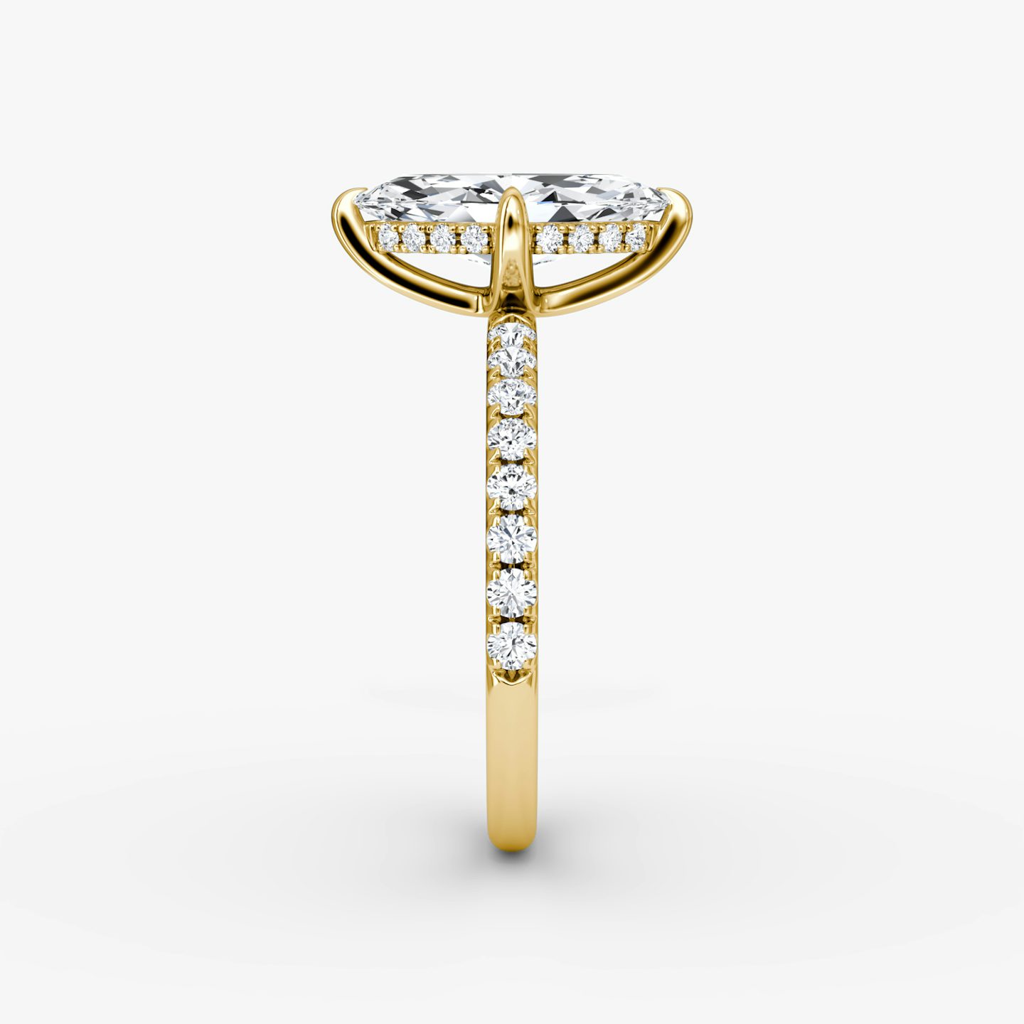 The Classic Hidden Halo | Marquise | 18k | Yellow Gold | bandAccent: Pavé | bandWidth: large | prongStyle: Plain | diamondOrientation: vertical | caratWeight: other