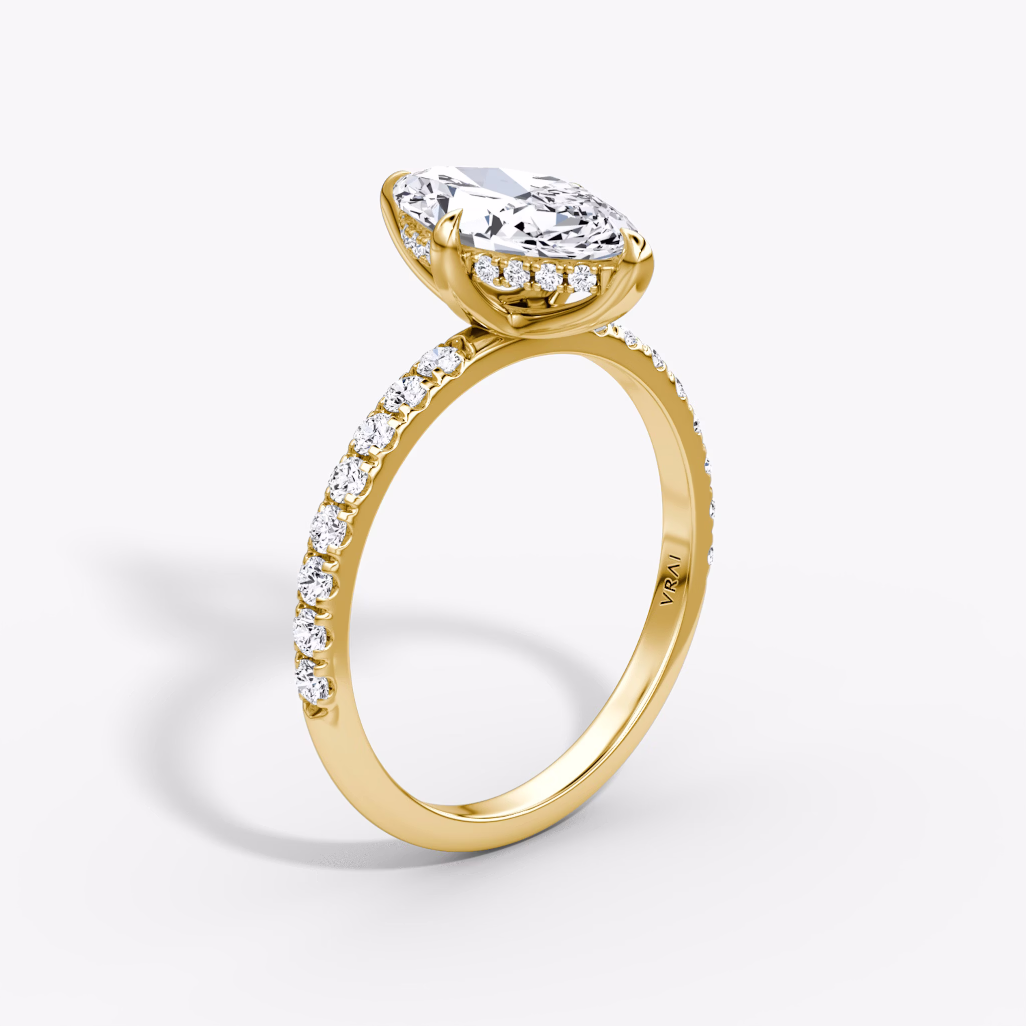 The Classic Hidden Halo | Marquise | 18k | Yellow Gold | bandAccent: Pavé | bandWidth: large | prongStyle: Plain | diamondOrientation: vertical | caratWeight: other