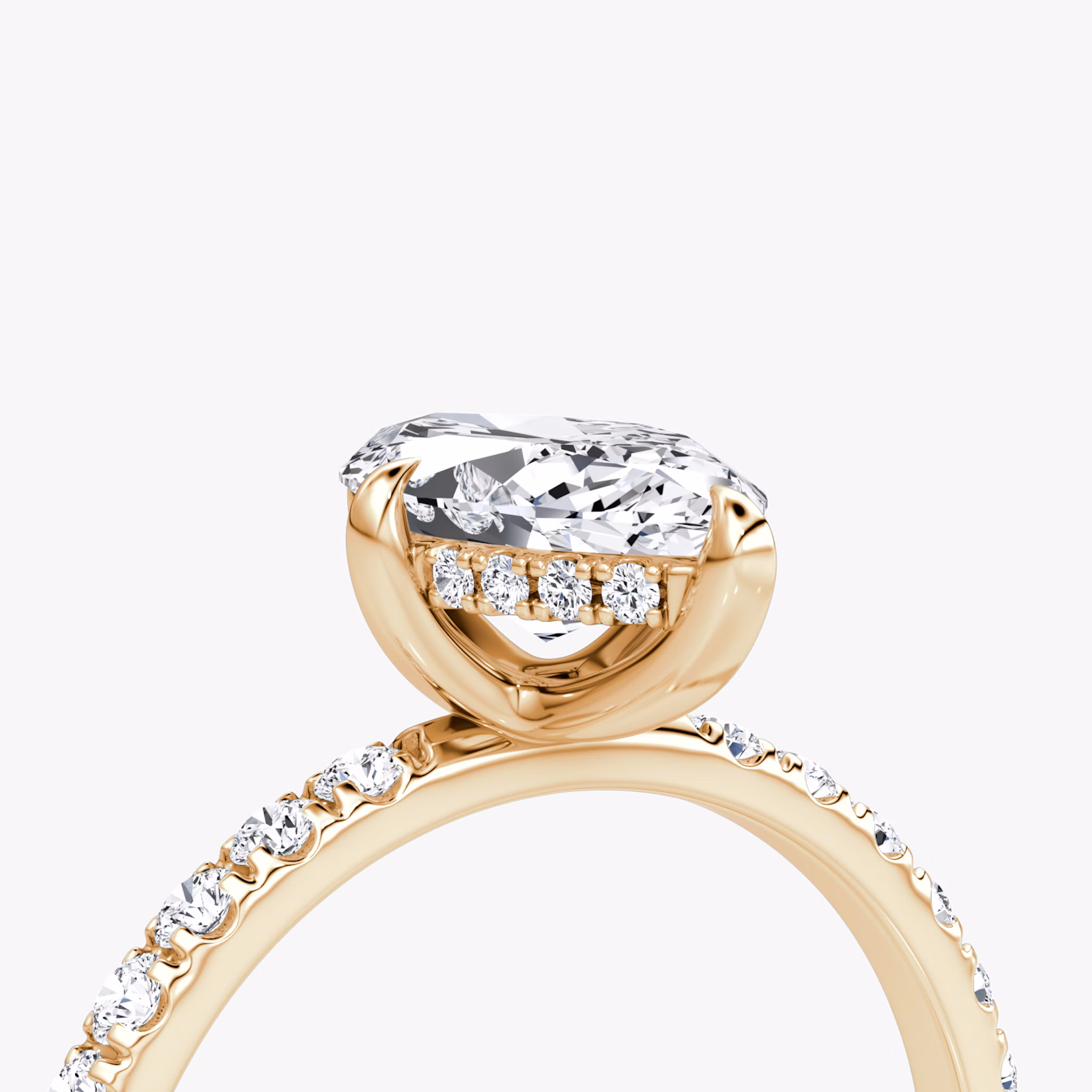 The Classic Hidden Halo | Marquise | 14k | Rose Gold | bandAccent: Pavé | bandWidth: large | prongStyle: Plain | diamondOrientation: vertical | caratWeight: other