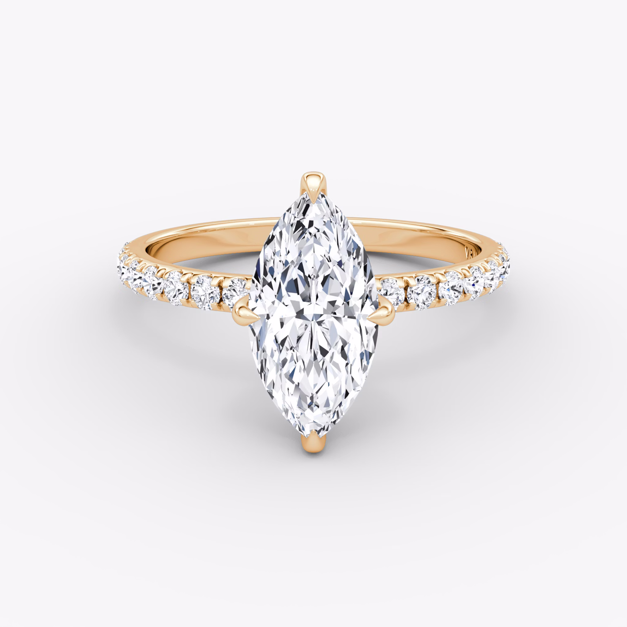 The Classic Hidden Halo | Marquise | 14k | Rose Gold | bandAccent: Pavé | bandWidth: large | prongStyle: Plain | diamondOrientation: vertical | caratWeight: other