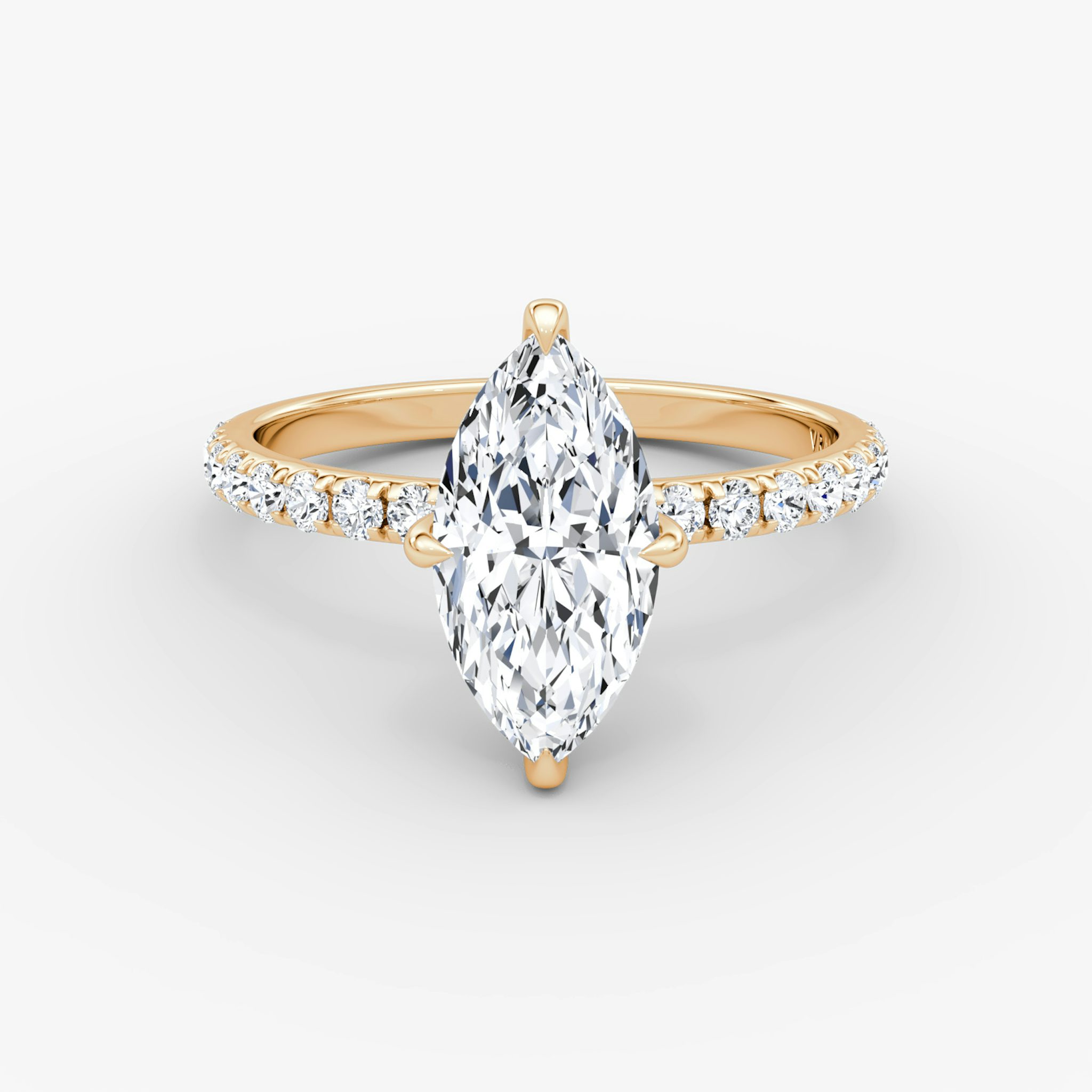 The Classic Hidden Halo | Marquise | 14k | Rose Gold | bandAccent: Pavé | bandWidth: large | prongStyle: Plain | diamondOrientation: vertical | caratWeight: other