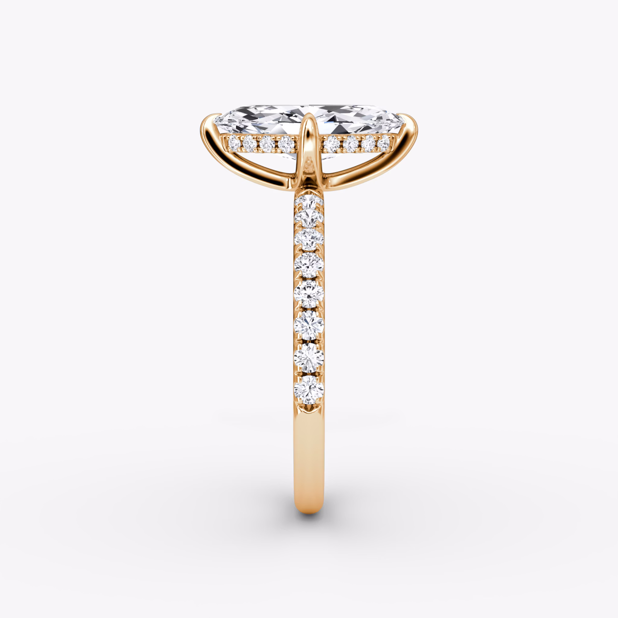 The Classic Hidden Halo | Marquise | 14k | Rose Gold | bandAccent: Pavé | bandWidth: large | prongStyle: Plain | diamondOrientation: vertical | caratWeight: other
