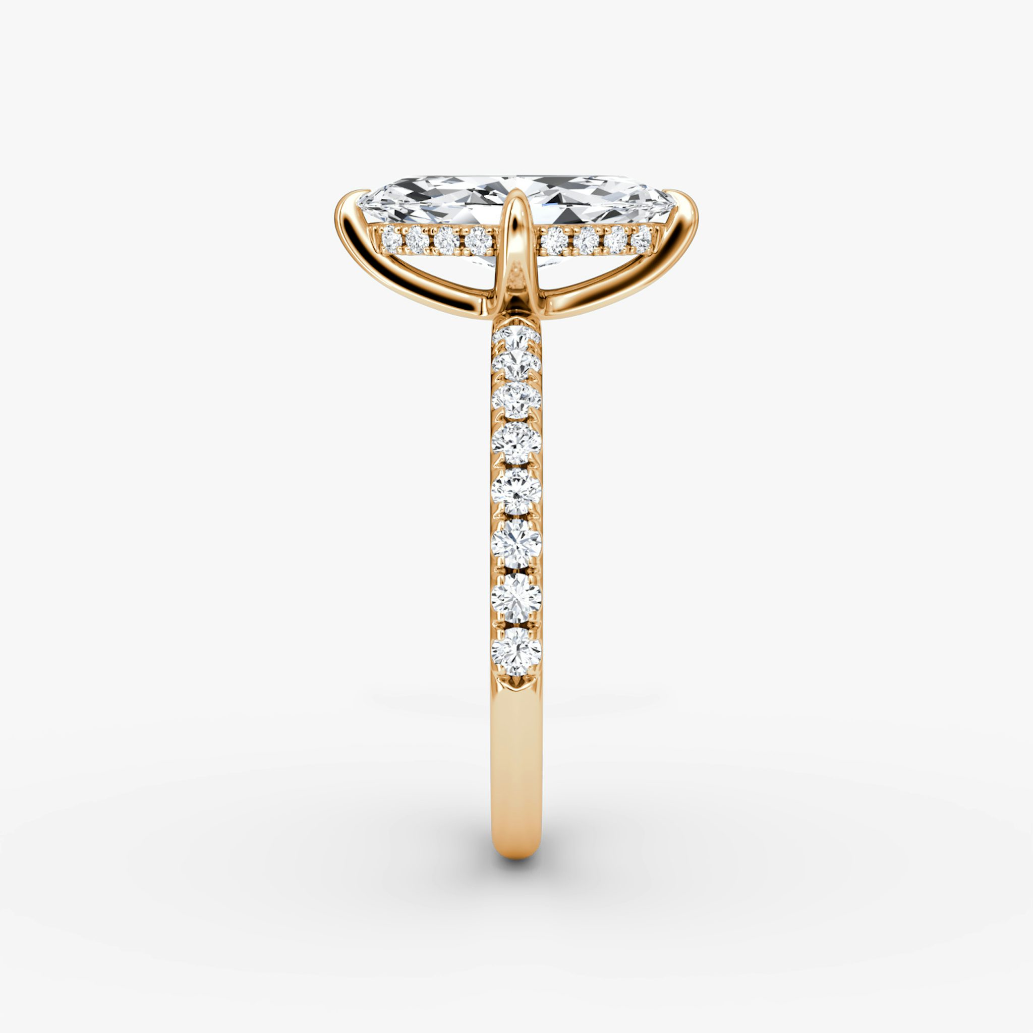 The Classic Hidden Halo | Marquise | 14k | Rose Gold | bandAccent: Pavé | bandWidth: large | prongStyle: Plain | diamondOrientation: vertical | caratWeight: other