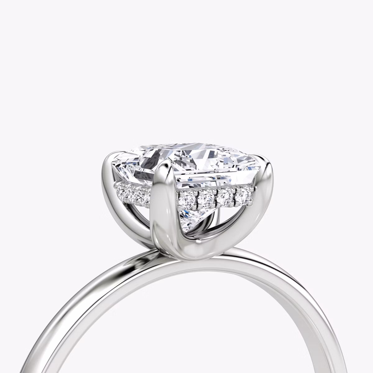 The Classic Hidden Halo | Princess | 18k | White Gold | bandAccent: Plain | bandWidth: large | prongStyle: Plain | diamondOrientation: vertical | caratWeight: other