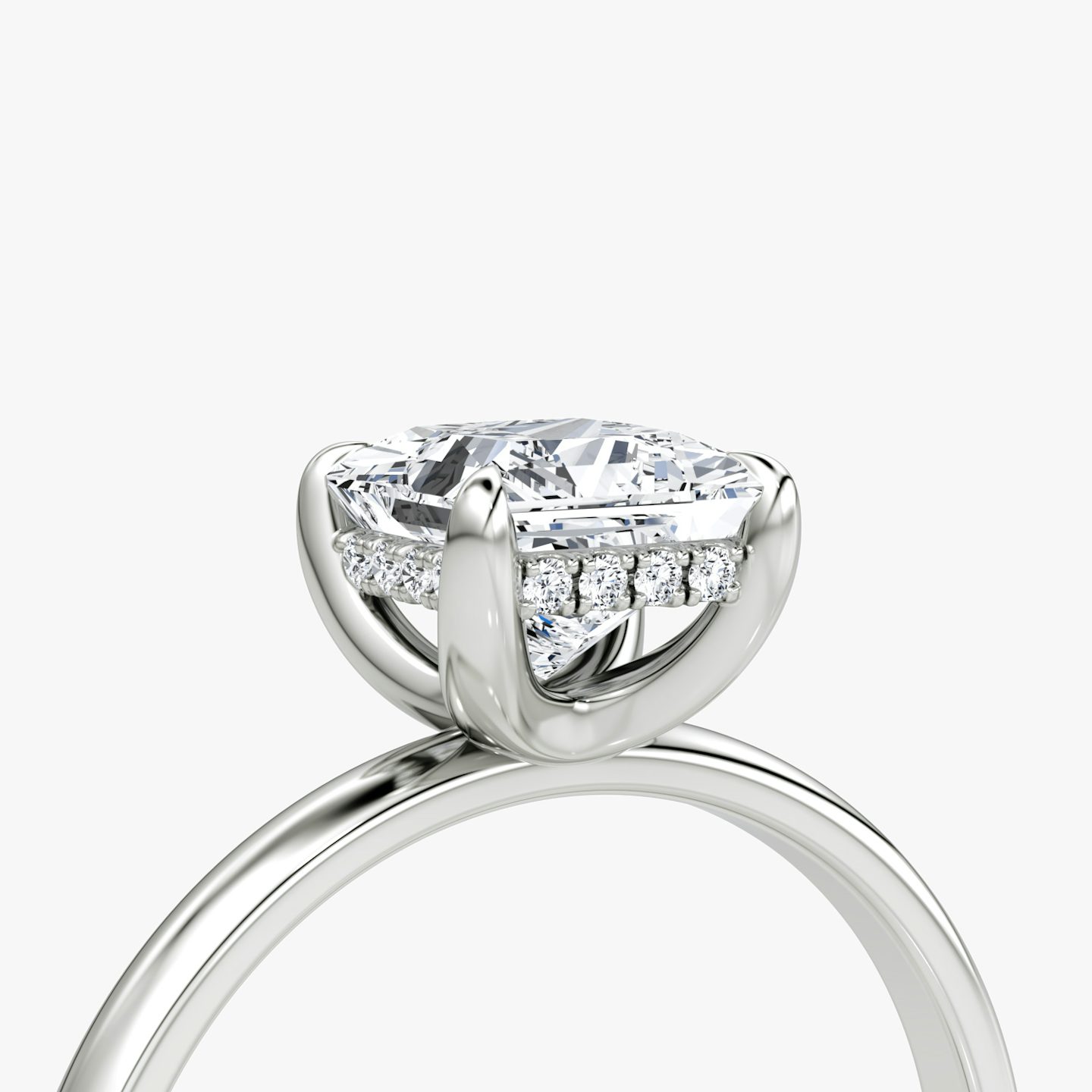 The Classic Hidden Halo | Princess | 18k | White Gold | bandAccent: Plain | bandWidth: large | prongStyle: Plain | diamondOrientation: vertical | caratWeight: other