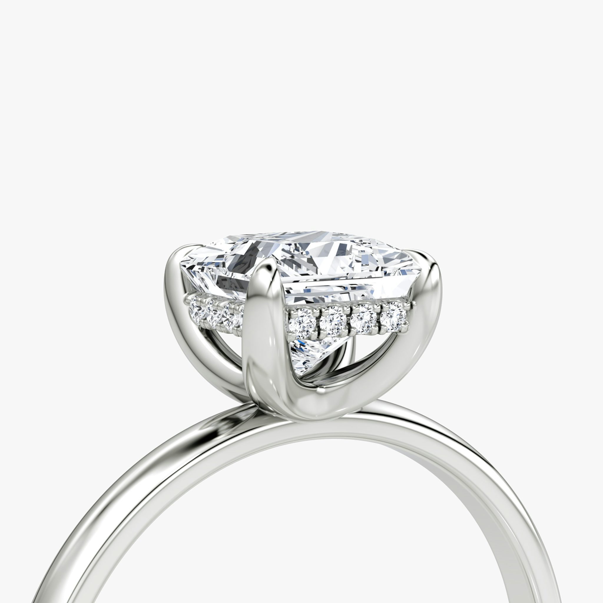 The Classic Hidden Halo | Princess | Platinum | bandAccent: Plain | bandWidth: large | prongStyle: Plain | diamondOrientation: vertical | caratWeight: other