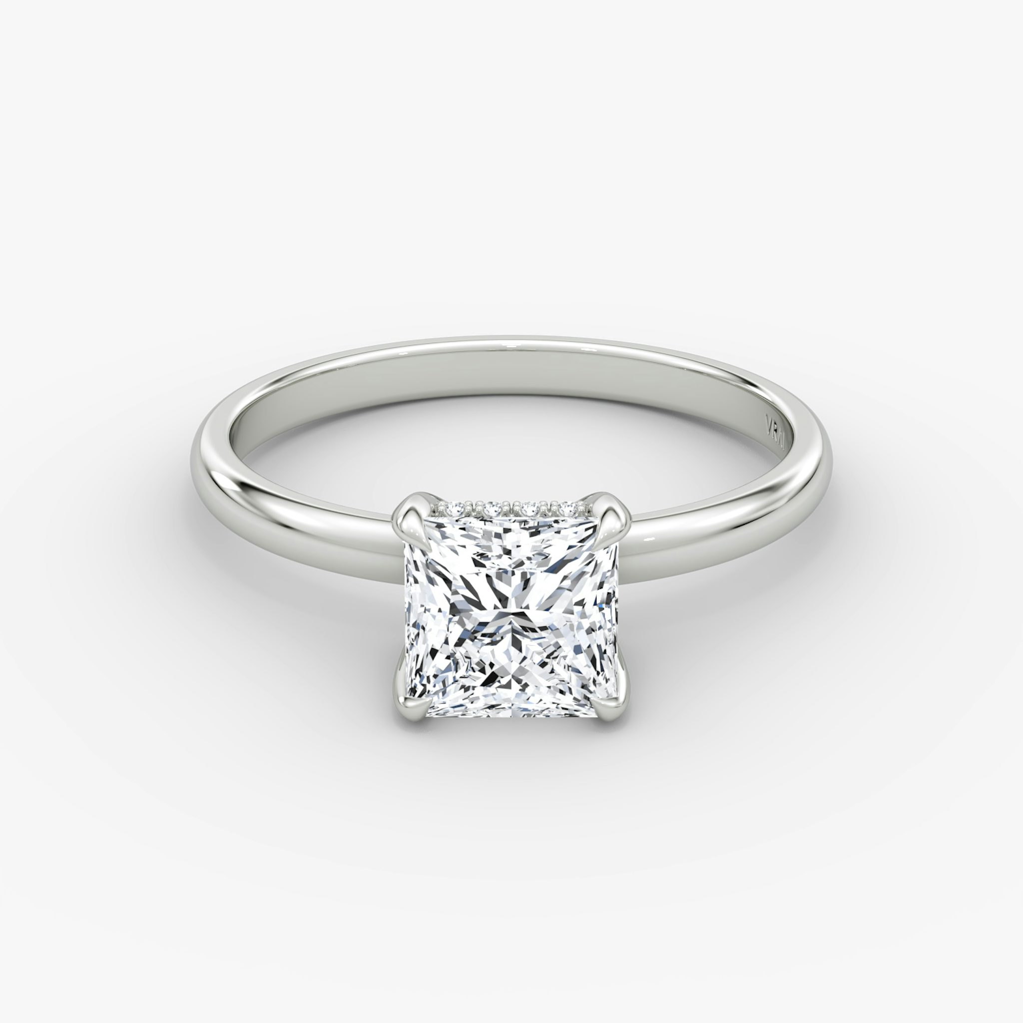 The Classic Hidden Halo | Princess | Platinum | bandAccent: Plain | bandWidth: large | prongStyle: Plain | diamondOrientation: vertical | caratWeight: other