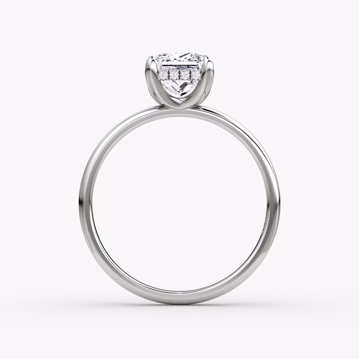 The Classic Hidden Halo | Princess | 18k | White Gold | bandAccent: Plain | bandWidth: large | prongStyle: Plain | diamondOrientation: vertical | caratWeight: other