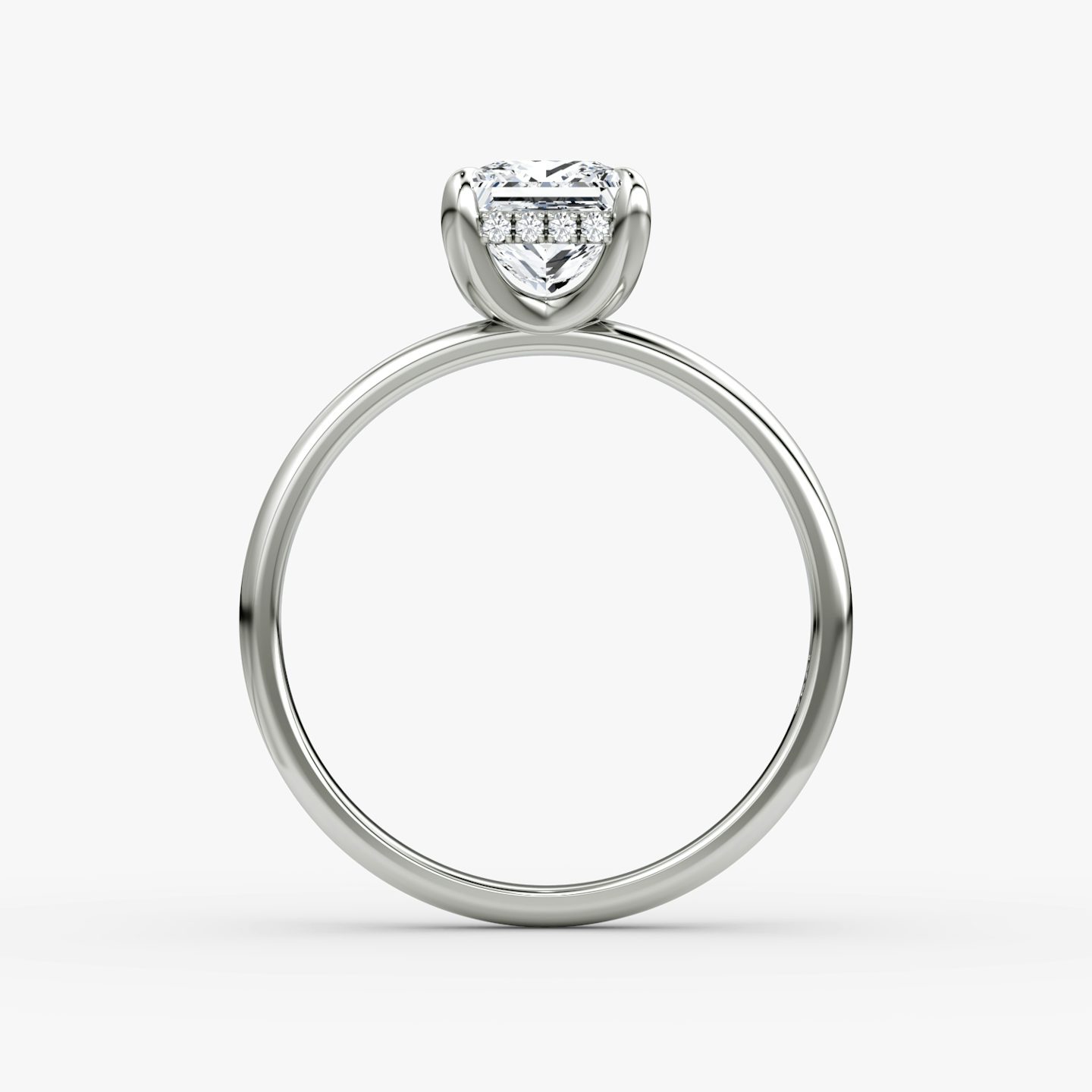 The Classic Hidden Halo | Princess | 18k | White Gold | bandAccent: Plain | bandWidth: large | prongStyle: Plain | diamondOrientation: vertical | caratWeight: other