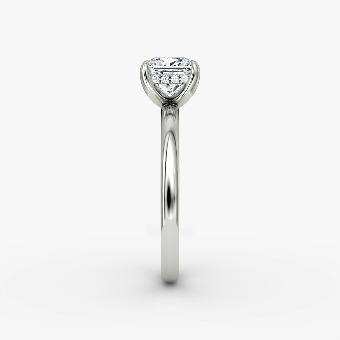 The Classic Hidden Halo | Princess | 18k | White Gold | bandAccent: Plain | bandWidth: large | prongStyle: Plain | diamondOrientation: vertical | caratWeight: other