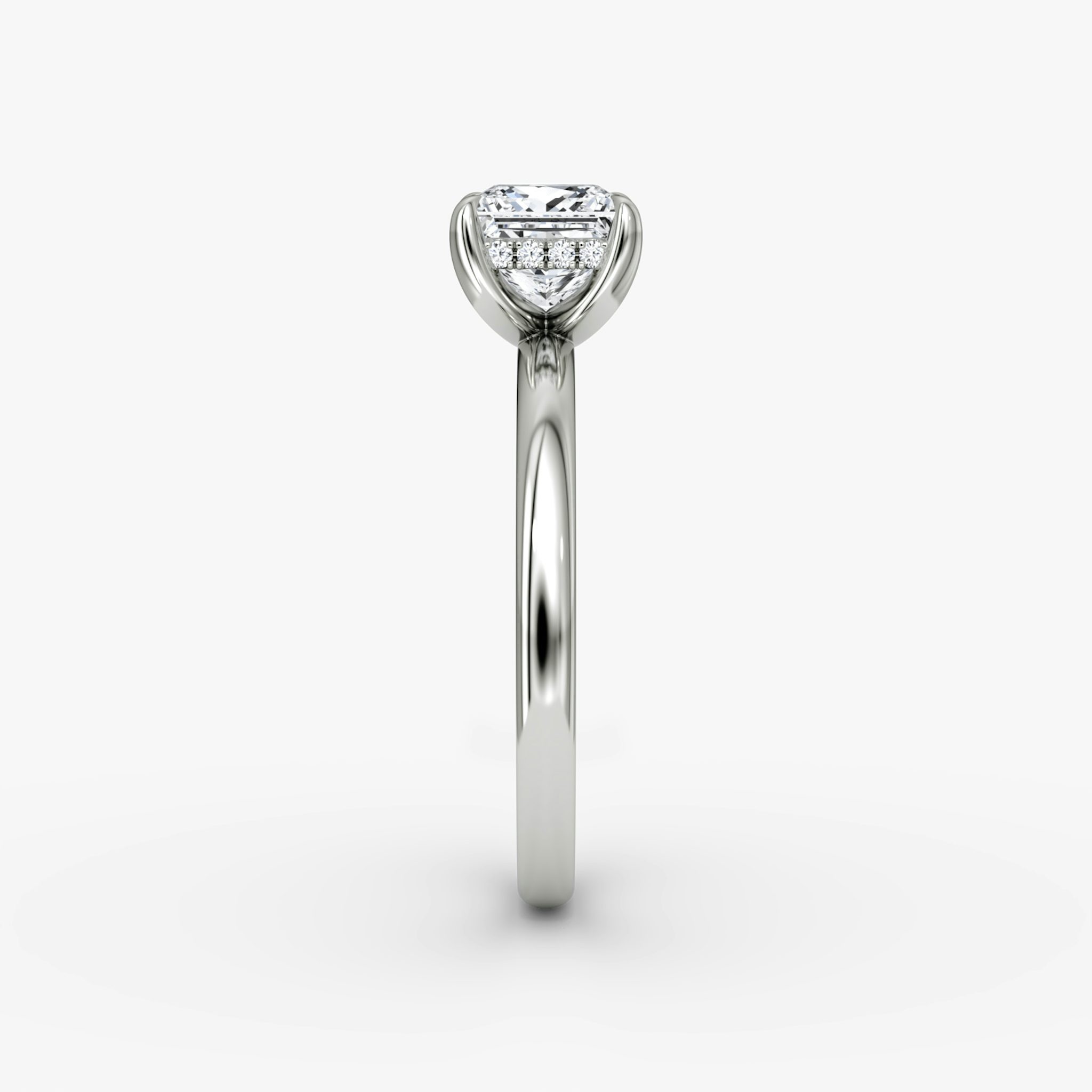 The Classic Hidden Halo | Princess | Platinum | bandAccent: Plain | bandWidth: large | prongStyle: Plain | diamondOrientation: vertical | caratWeight: other