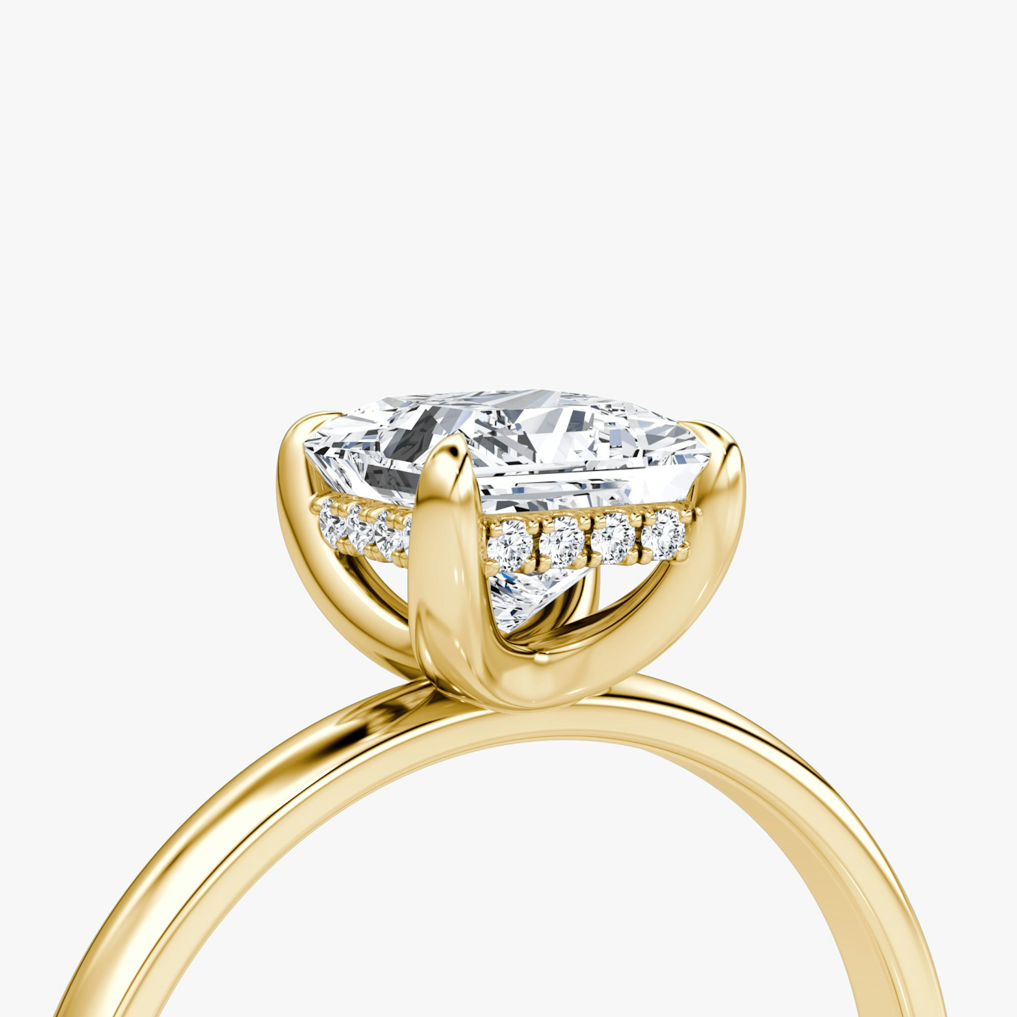 The Classic Hidden Halo | Princess | 18k | Yellow Gold | bandAccent: Plain | bandWidth: large | prongStyle: Plain | diamondOrientation: vertical | caratWeight: other