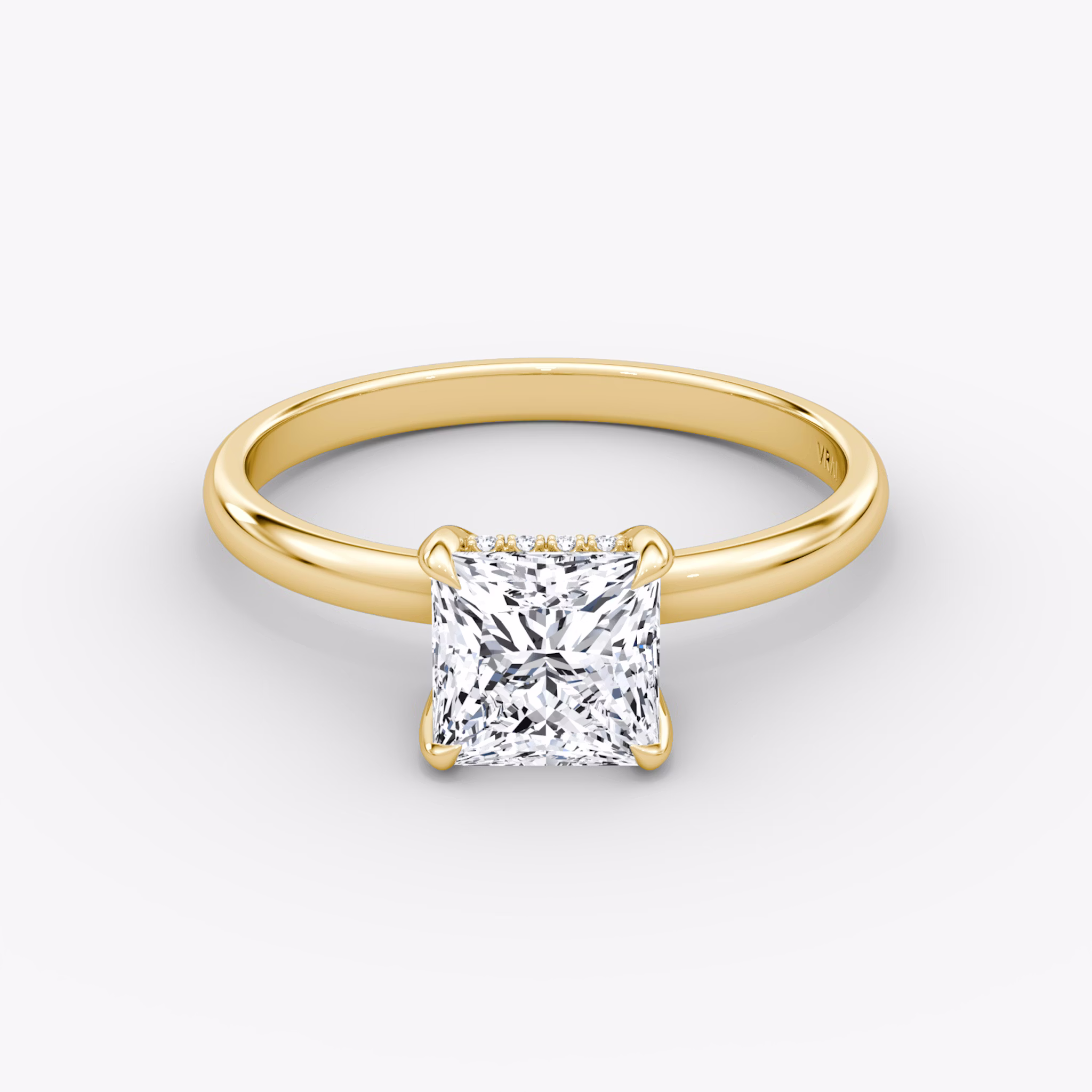 The Classic Hidden Halo | Princess | 18k | Yellow Gold | bandAccent: Plain | bandWidth: large | prongStyle: Plain | diamondOrientation: vertical | caratWeight: other