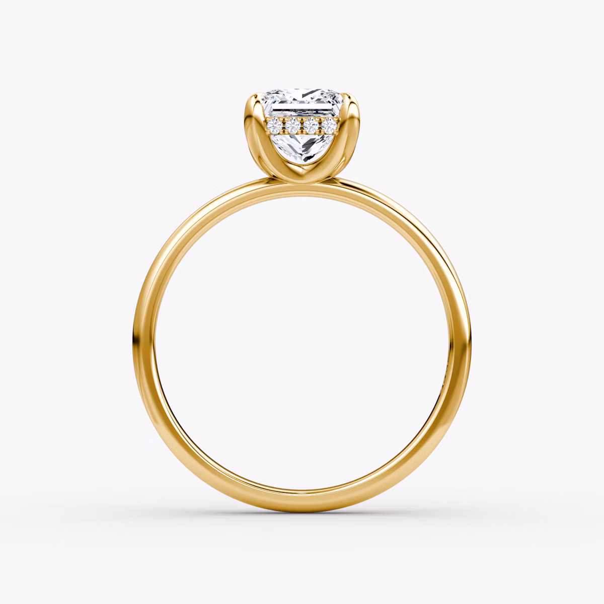 The Classic Hidden Halo | Princess | 18k | Yellow Gold | bandAccent: Plain | bandWidth: large | prongStyle: Plain | diamondOrientation: vertical | caratWeight: other