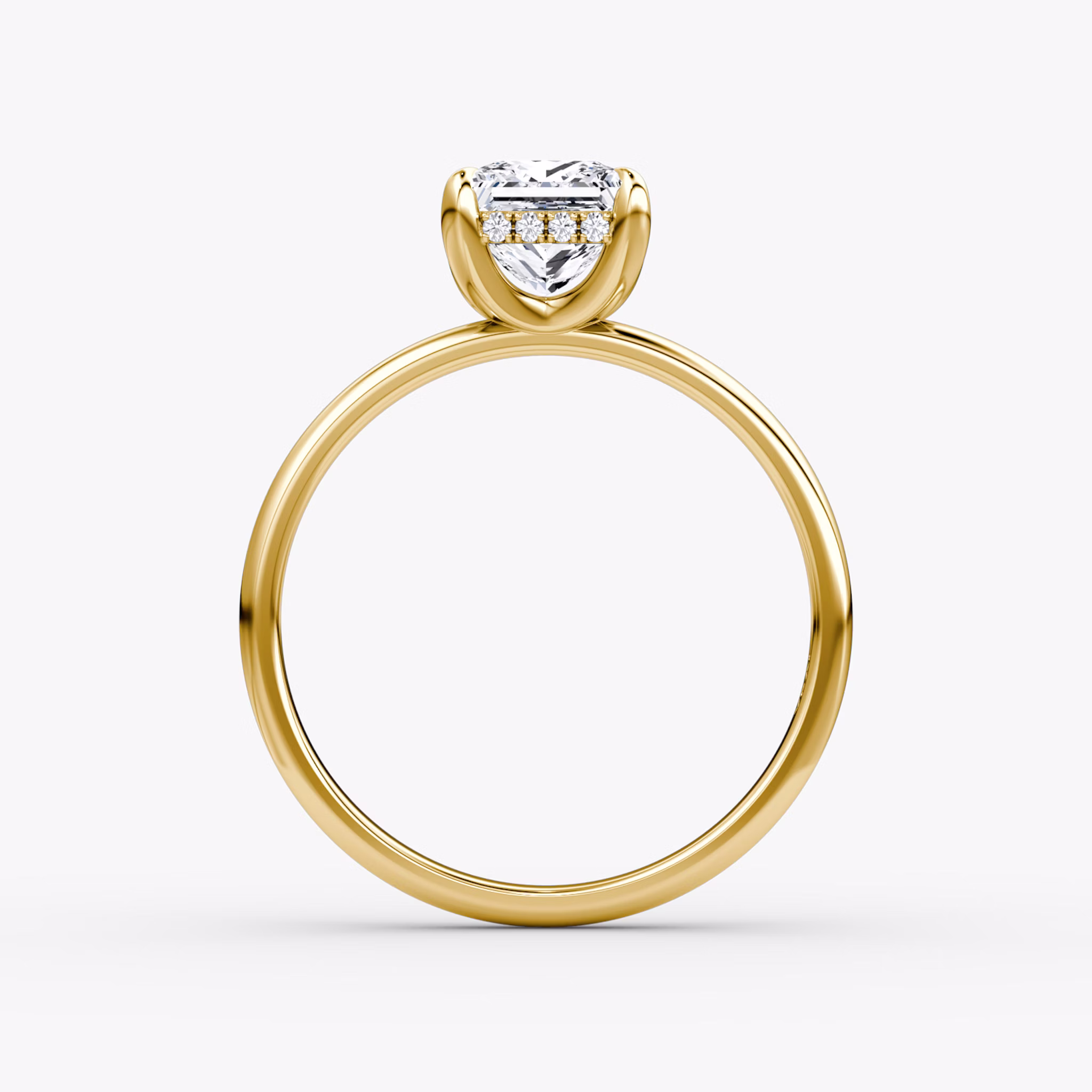The Classic Hidden Halo | Princess | 18k | Yellow Gold | bandAccent: Plain | bandWidth: large | prongStyle: Plain | diamondOrientation: vertical | caratWeight: other
