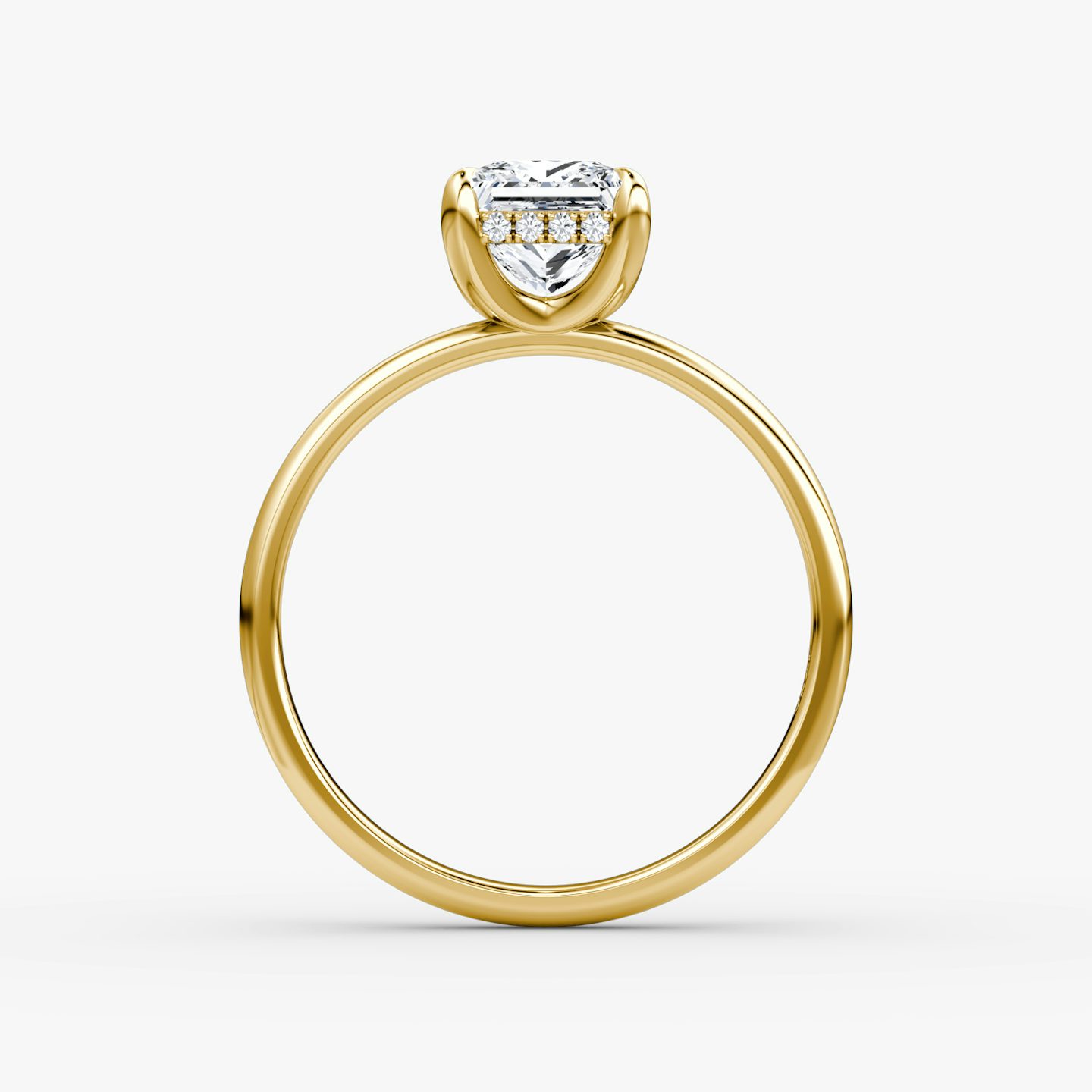 The Classic Hidden Halo | Princess | 18k | Yellow Gold | bandAccent: Plain | bandWidth: large | prongStyle: Plain | diamondOrientation: vertical | caratWeight: other