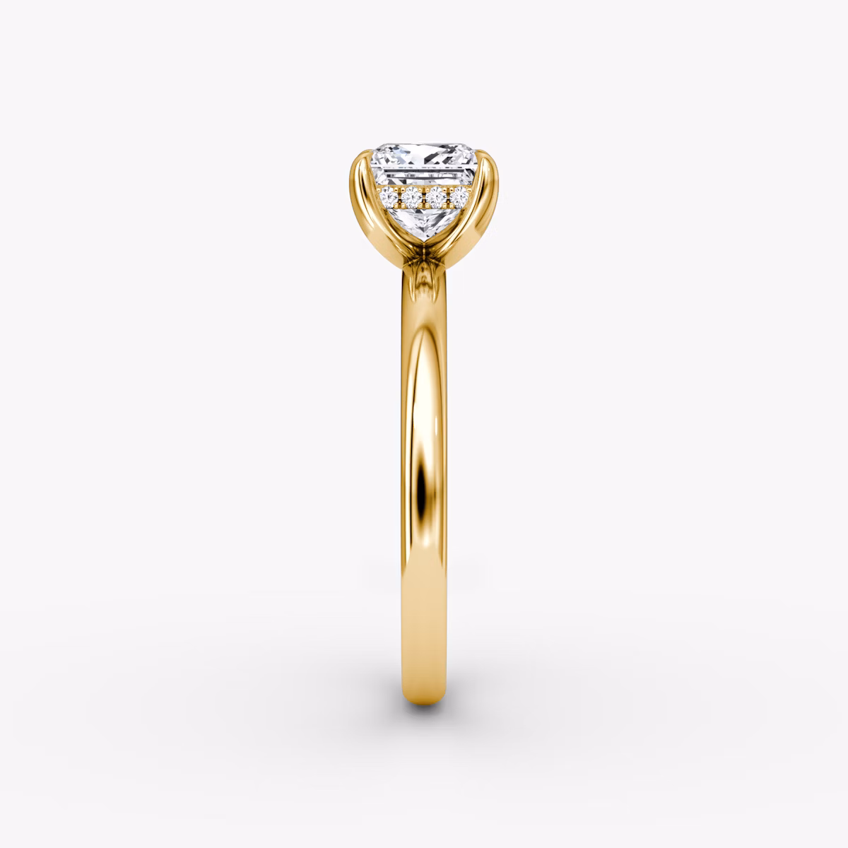 The Classic Hidden Halo | Princess | 18k | Yellow Gold | bandAccent: Plain | bandWidth: large | prongStyle: Plain | diamondOrientation: vertical | caratWeight: other