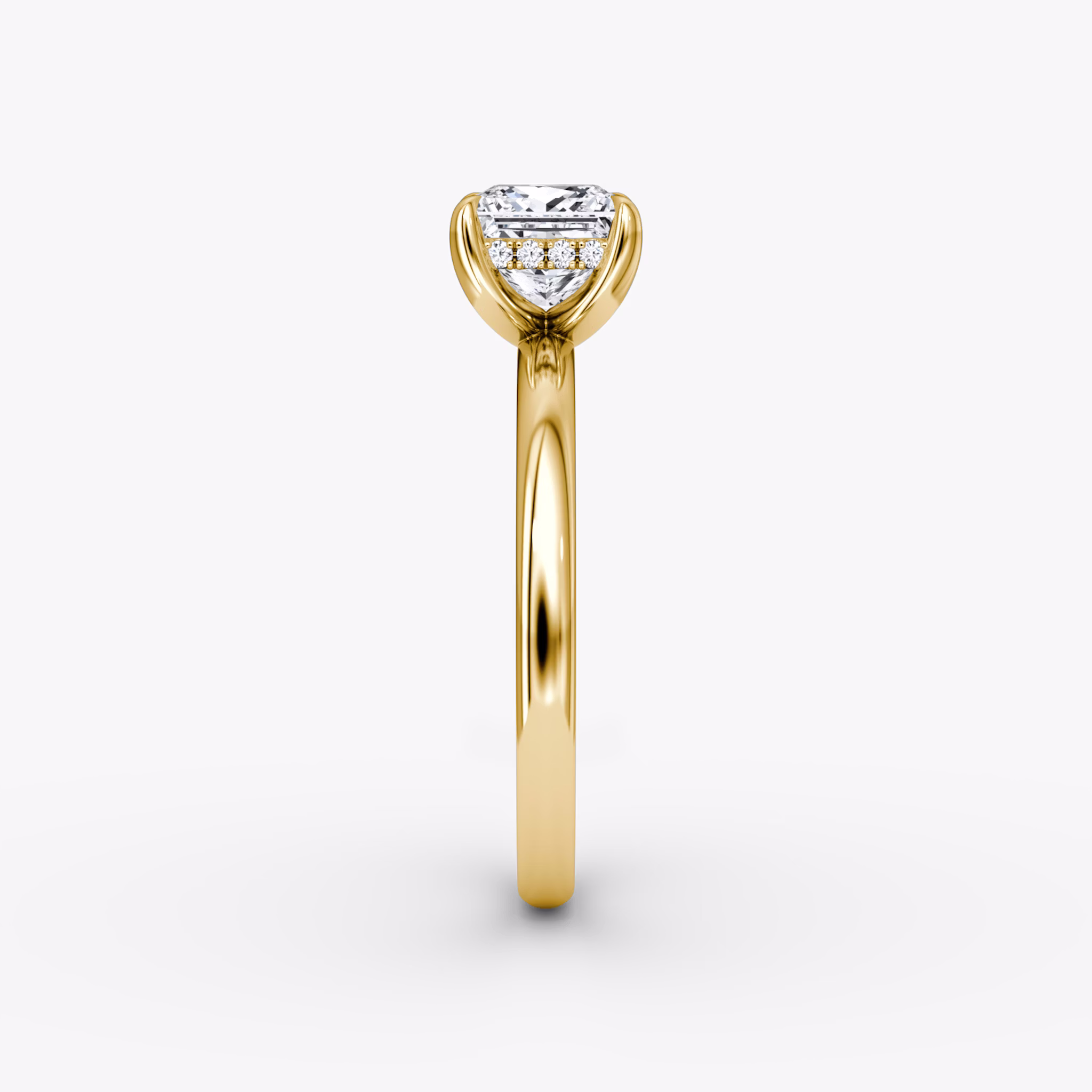 The Classic Hidden Halo | Princess | 18k | Yellow Gold | bandAccent: Plain | bandWidth: large | prongStyle: Plain | diamondOrientation: vertical | caratWeight: other