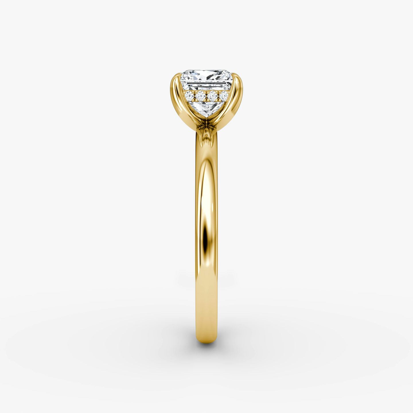 The Classic Hidden Halo | Princess | 18k | Yellow Gold | bandAccent: Plain | bandWidth: large | prongStyle: Plain | diamondOrientation: vertical | caratWeight: other