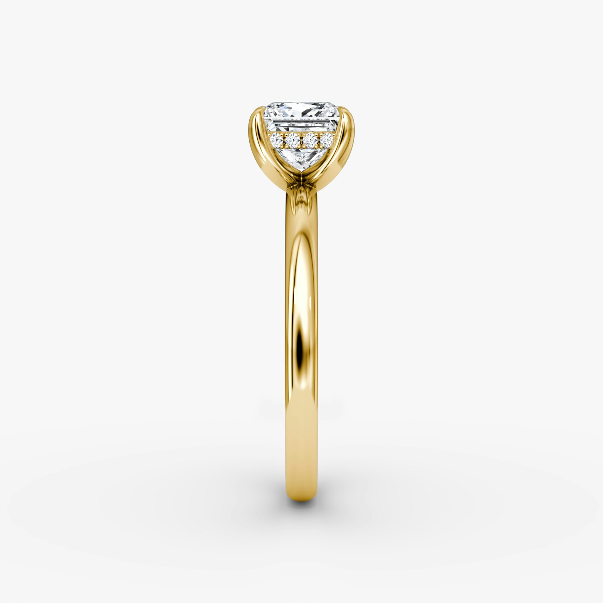 The Classic Hidden Halo | Princess | 18k | Yellow Gold | bandAccent: Plain | bandWidth: large | prongStyle: Plain | diamondOrientation: vertical | caratWeight: other
