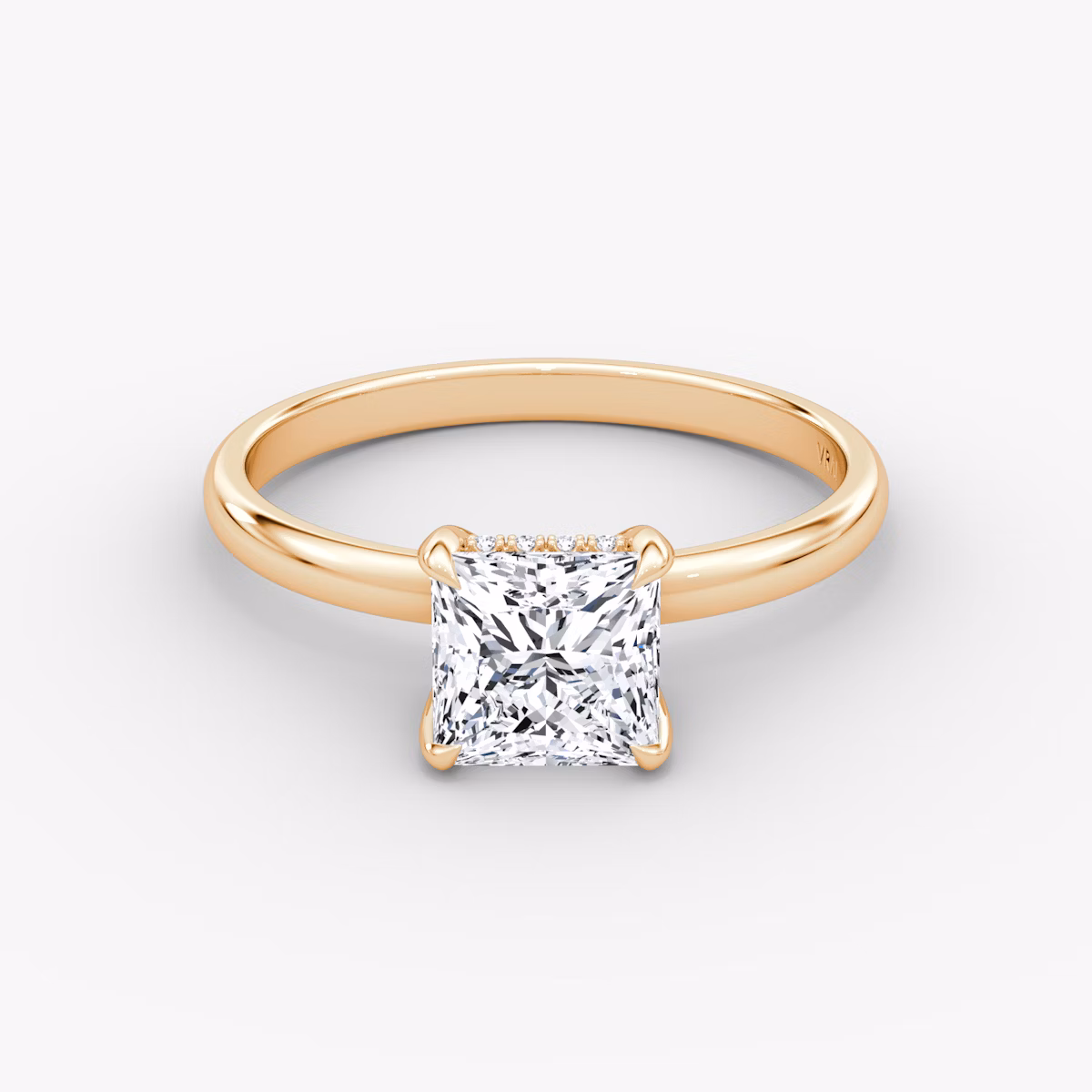The Classic Hidden Halo | Princess | 14k | Rose Gold | bandAccent: Plain | bandWidth: large | prongStyle: Plain | diamondOrientation: vertical | caratWeight: other