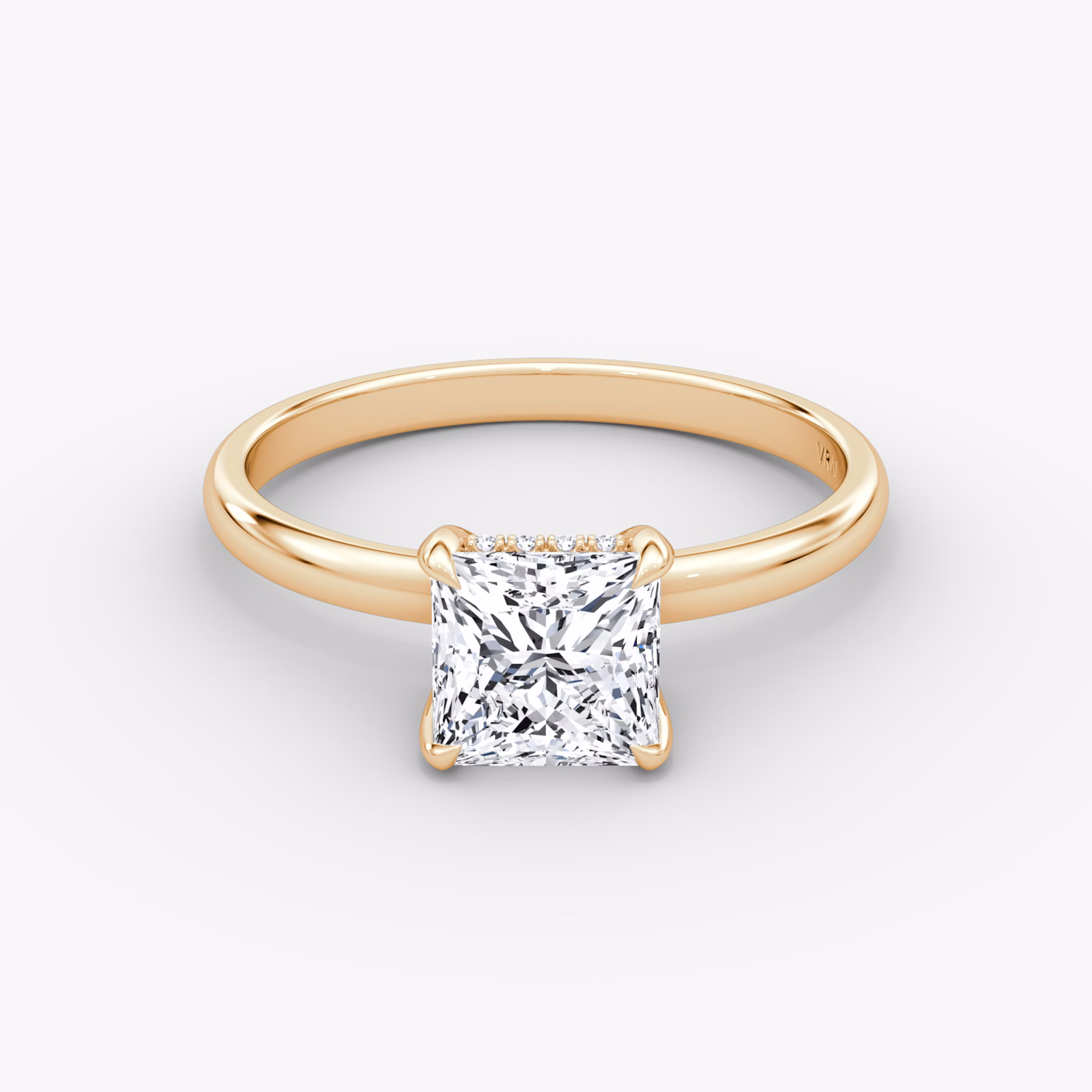 The Classic Hidden Halo | Princess | 14k | Rose Gold | bandAccent: Plain | bandWidth: large | prongStyle: Plain | diamondOrientation: vertical | caratWeight: other
