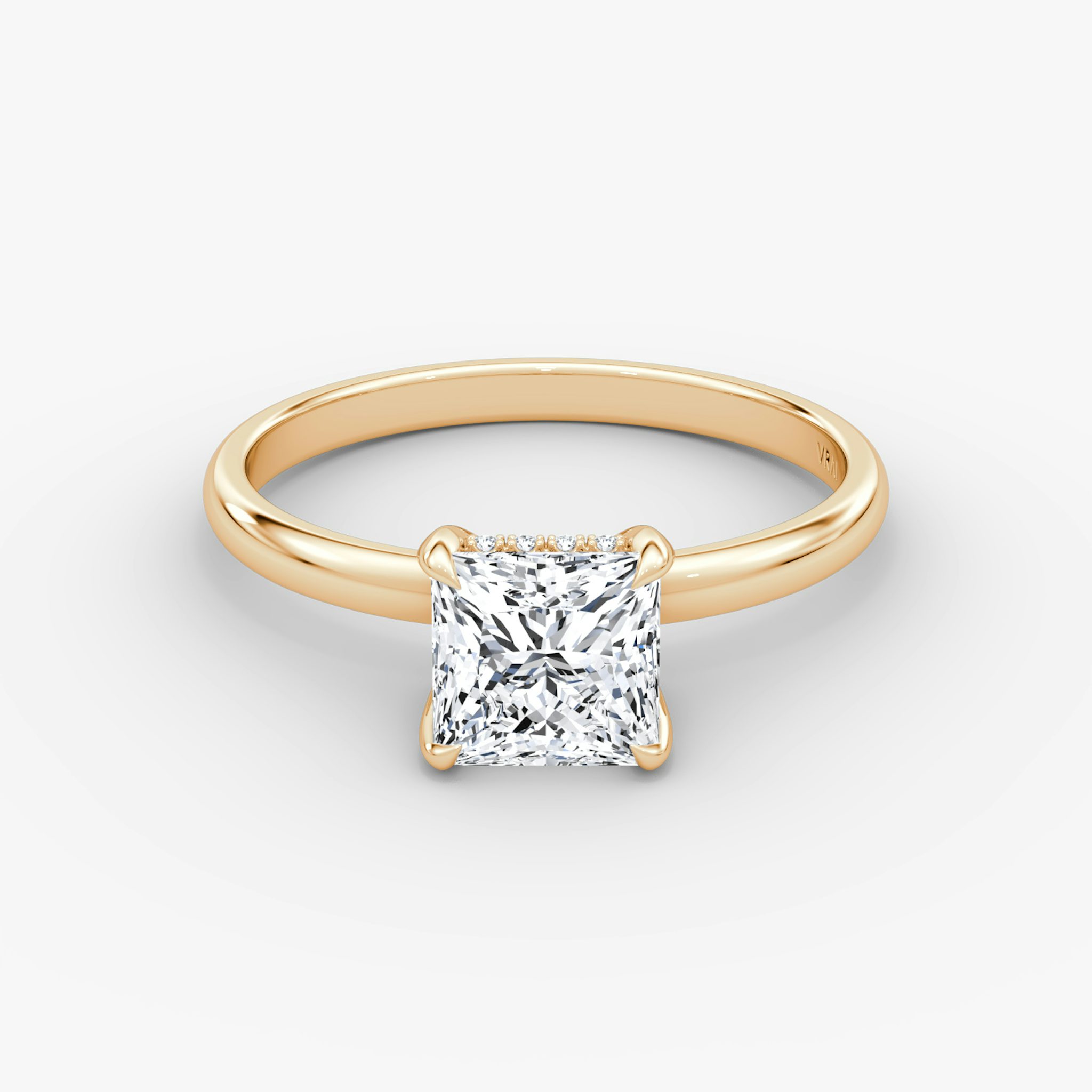 The Classic Hidden Halo | Princess | 14k | Rose Gold | bandAccent: Plain | bandWidth: large | prongStyle: Plain | diamondOrientation: vertical | caratWeight: other