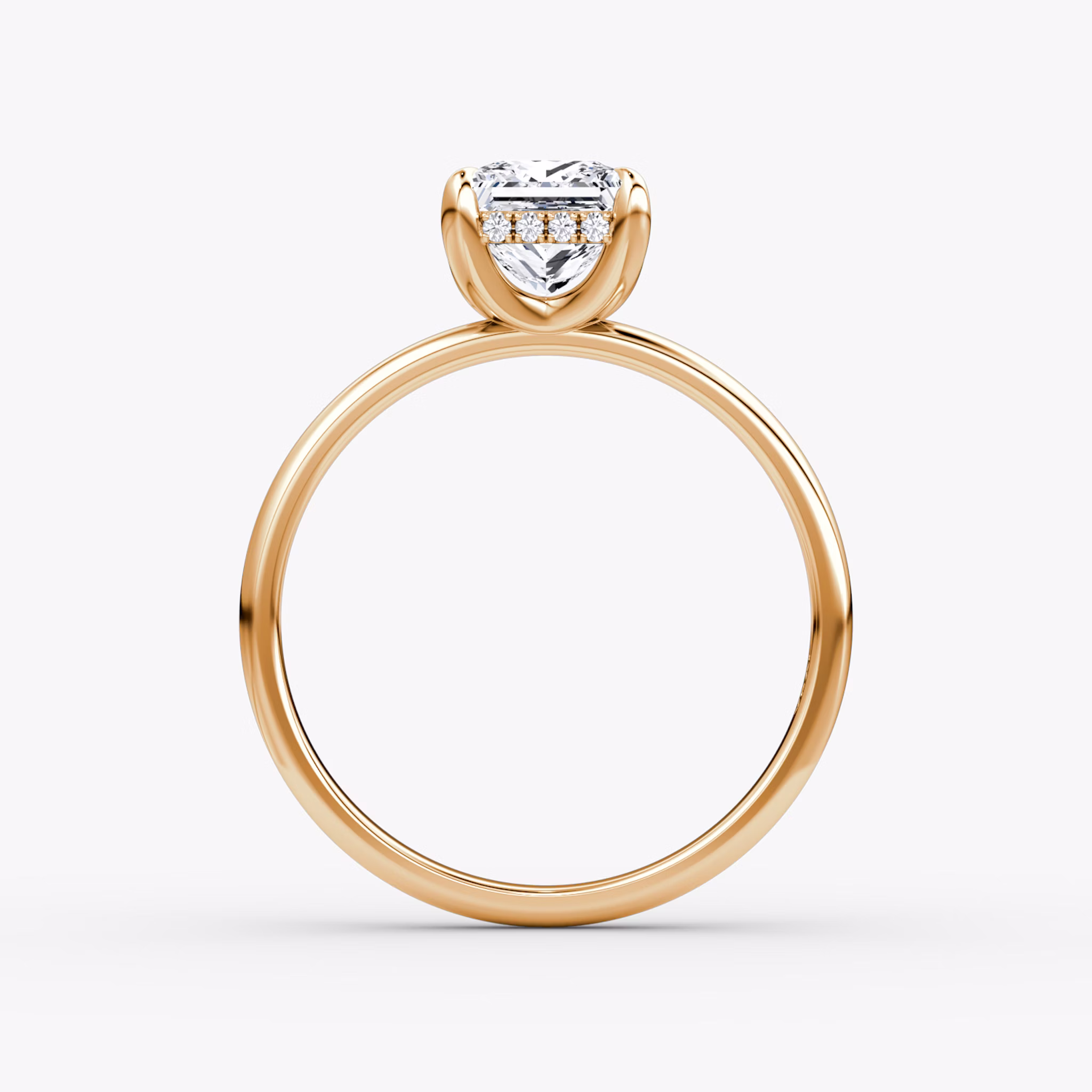 The Classic Hidden Halo | Princess | 14k | Rose Gold | bandAccent: Plain | bandWidth: large | prongStyle: Plain | diamondOrientation: vertical | caratWeight: other