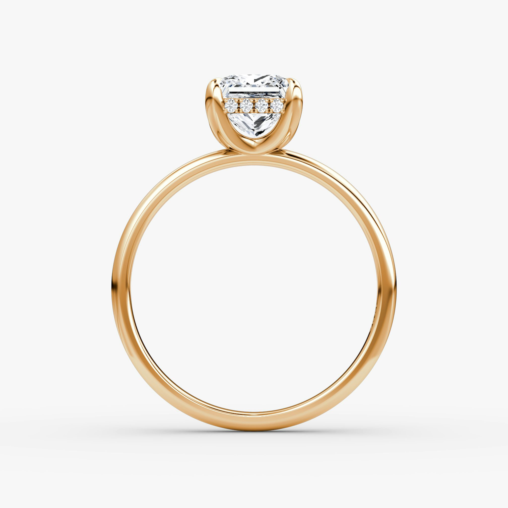 The Classic Hidden Halo | Princess | 14k | Rose Gold | bandAccent: Plain | bandWidth: large | prongStyle: Plain | diamondOrientation: vertical | caratWeight: other
