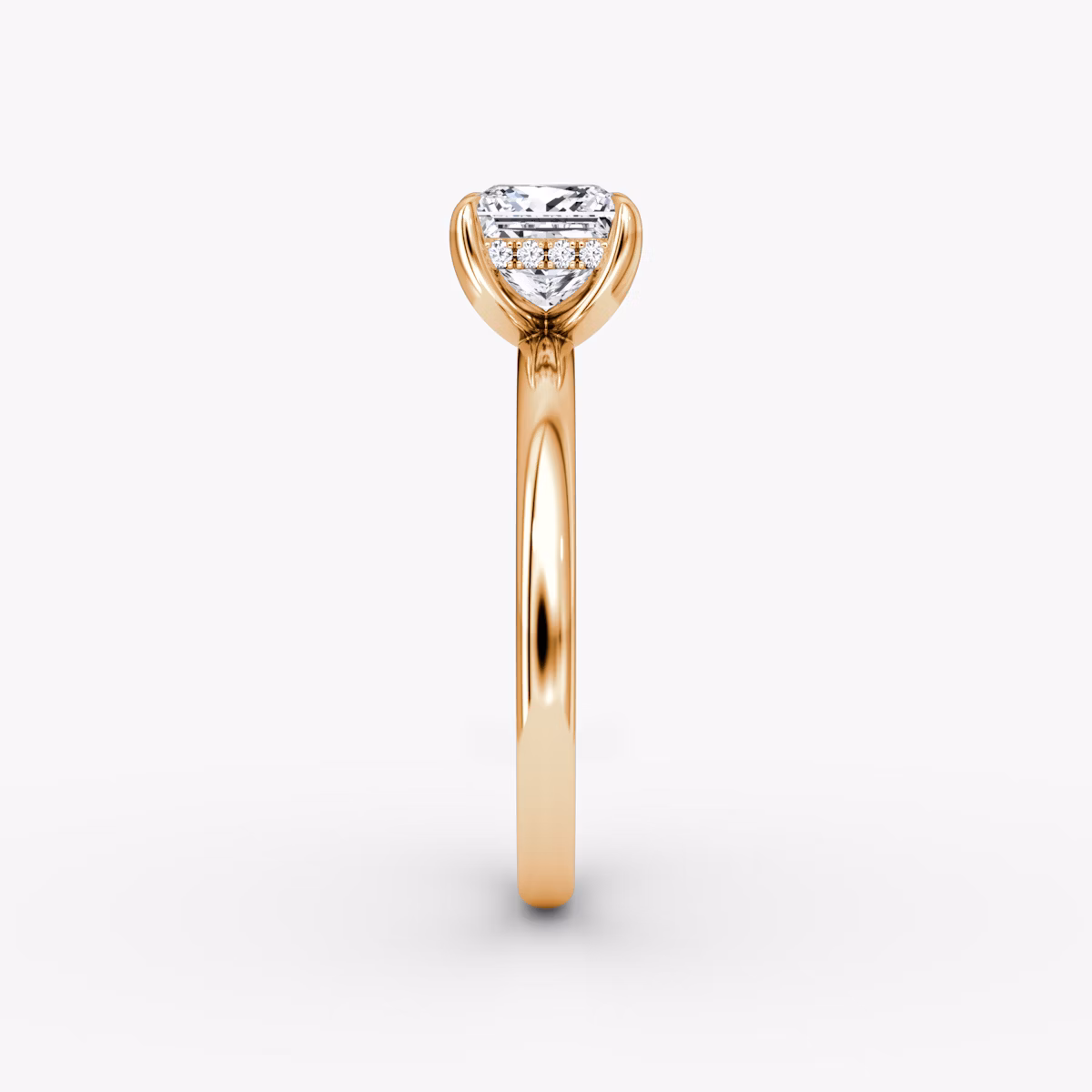 The Classic Hidden Halo | Princess | 14k | Rose Gold | bandAccent: Plain | bandWidth: large | prongStyle: Plain | diamondOrientation: vertical | caratWeight: other