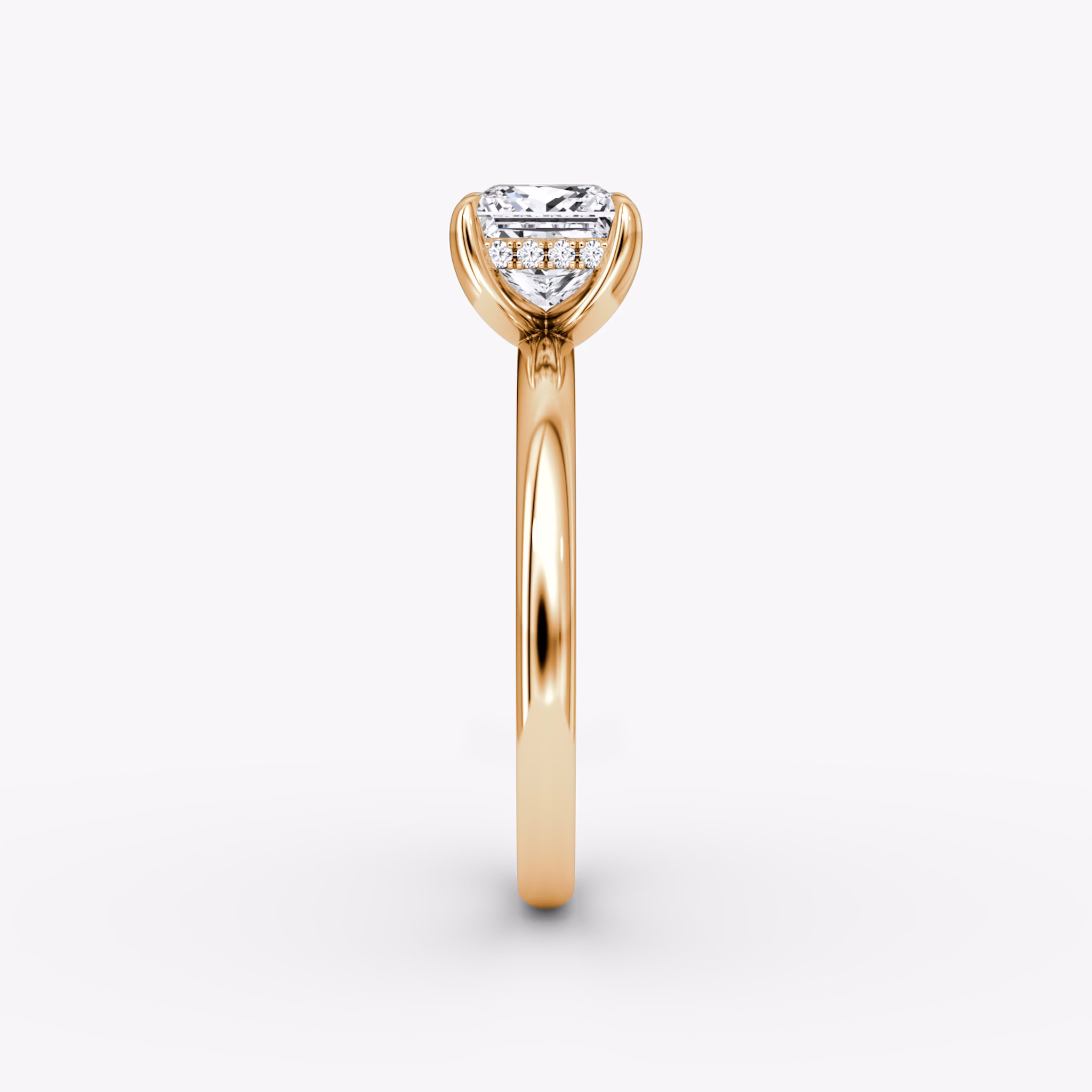 The Classic Hidden Halo | Princess | 14k | Rose Gold | bandAccent: Plain | bandWidth: large | prongStyle: Plain | diamondOrientation: vertical | caratWeight: other