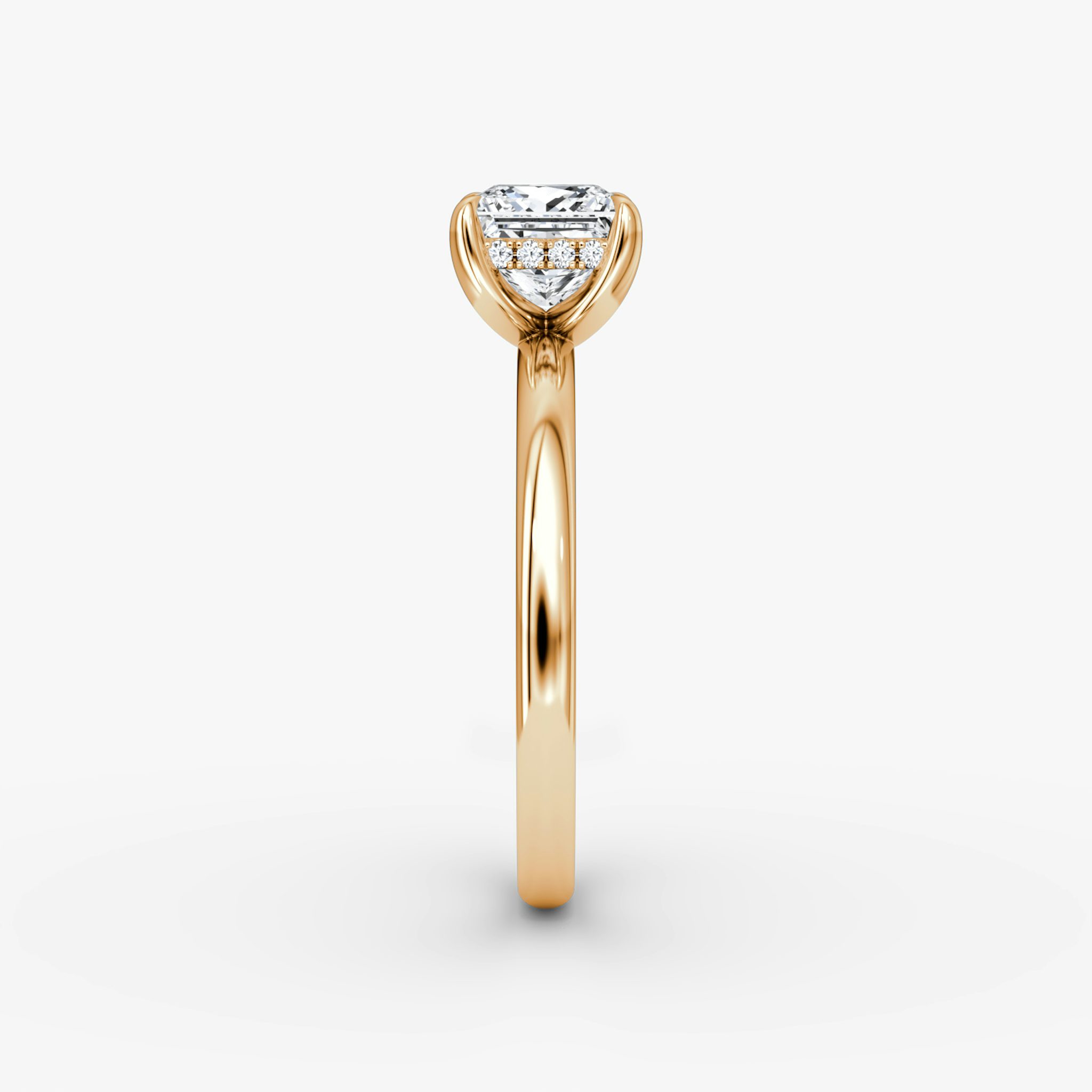 The Classic Hidden Halo | Princess | 14k | Rose Gold | bandAccent: Plain | bandWidth: large | prongStyle: Plain | diamondOrientation: vertical | caratWeight: other