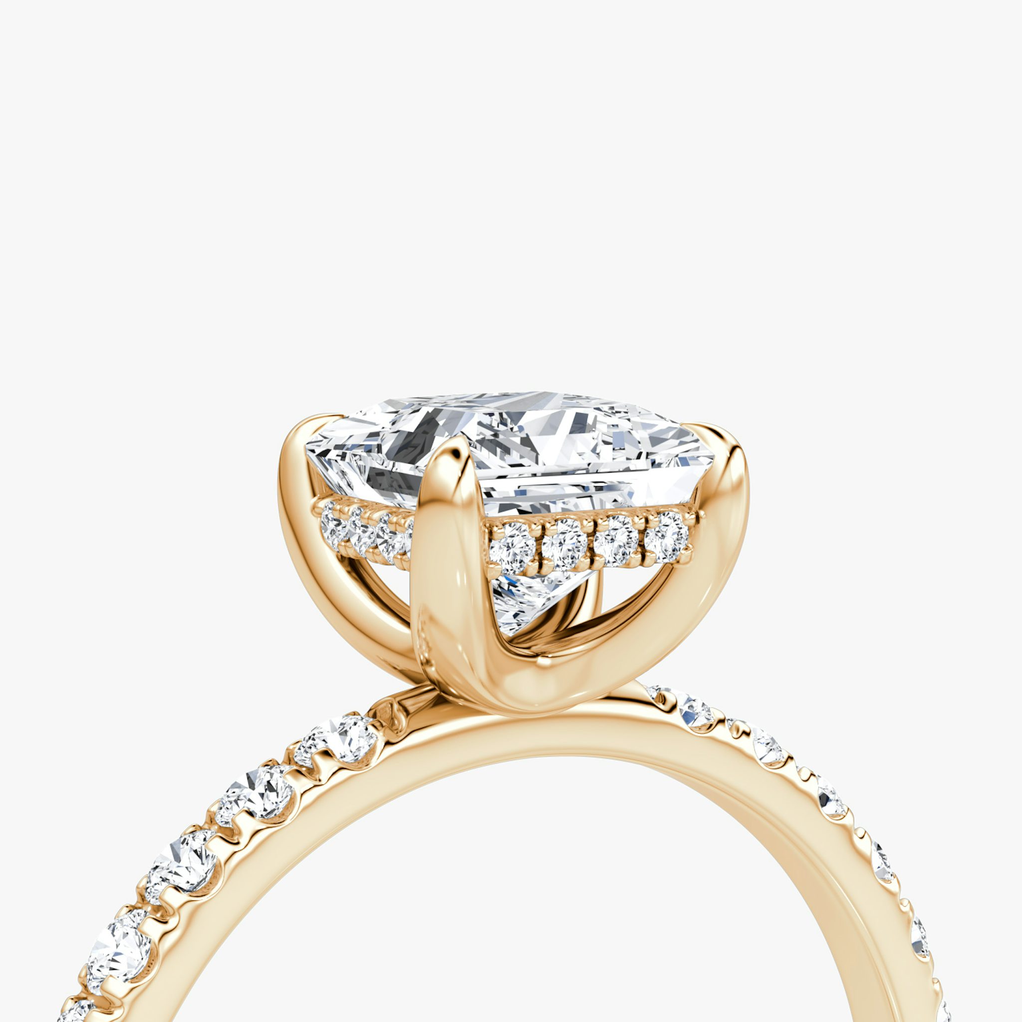 The Classic Hidden Halo | Princess | 14k | Rose Gold | bandAccent: Pavé | bandWidth: large | prongStyle: Plain | diamondOrientation: vertical | caratWeight: other