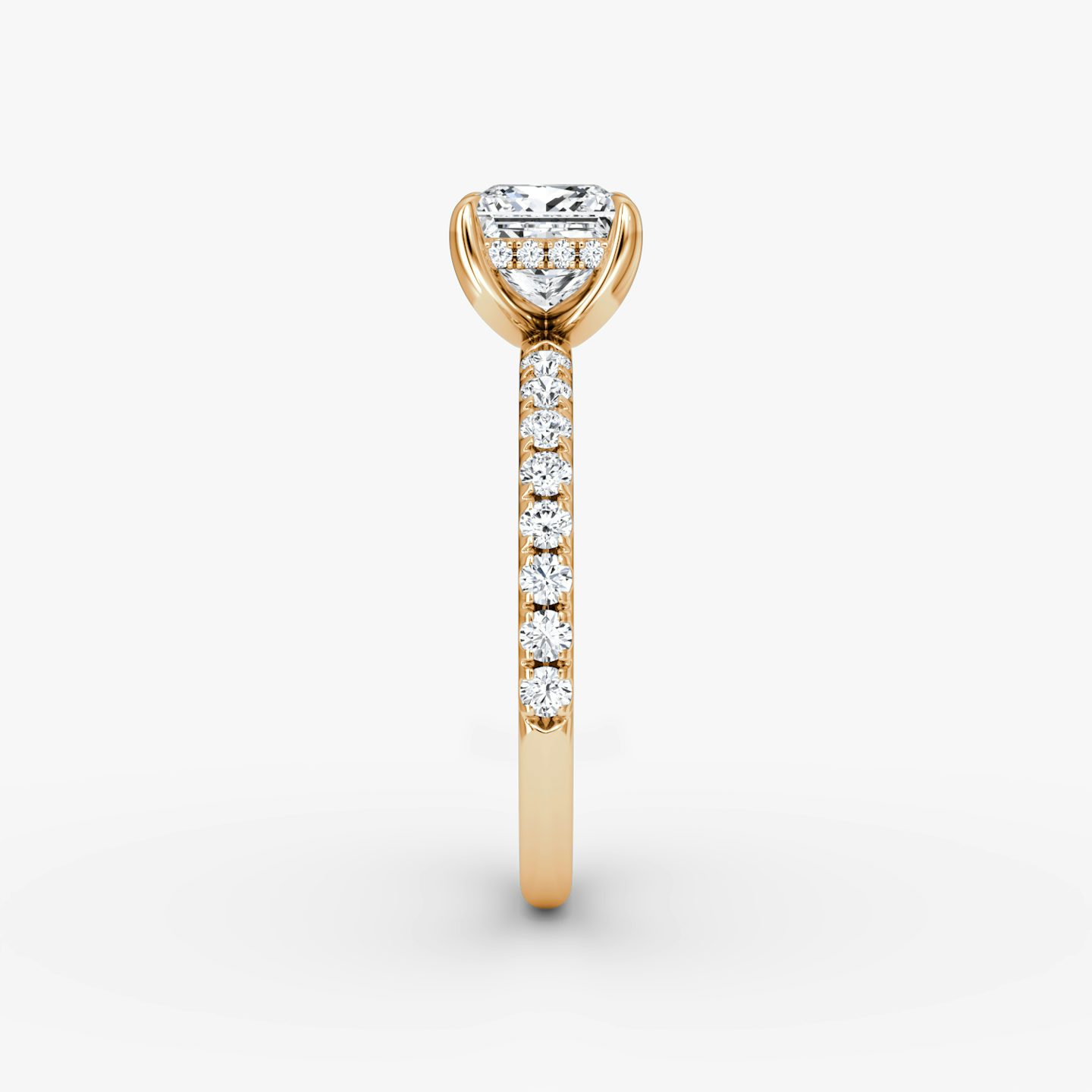 The Classic Hidden Halo | Princess | 14k | Rose Gold | bandAccent: Pavé | bandWidth: large | prongStyle: Plain | diamondOrientation: vertical | caratWeight: other