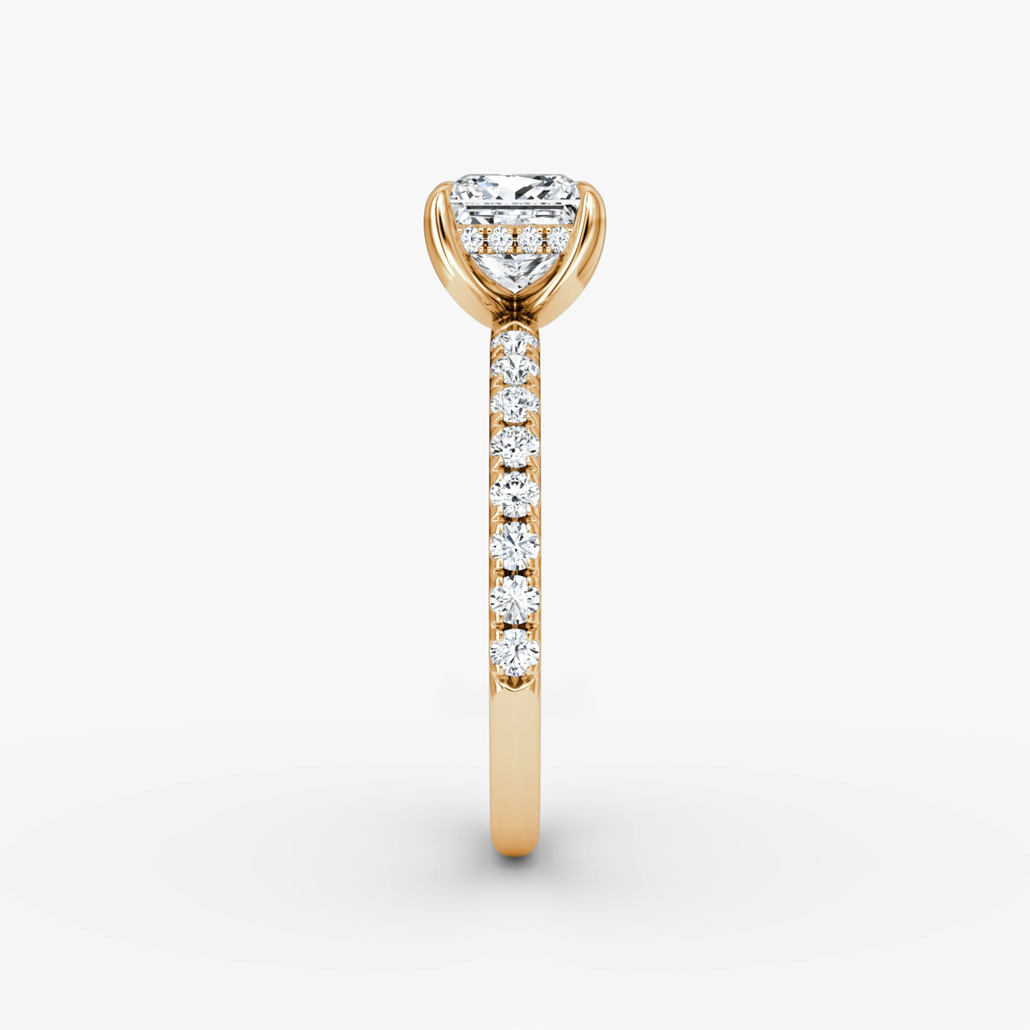 The Classic Hidden Halo | Princess | 14k | Rose Gold | bandAccent: Pavé | bandWidth: large | prongStyle: Plain | diamondOrientation: vertical | caratWeight: other
