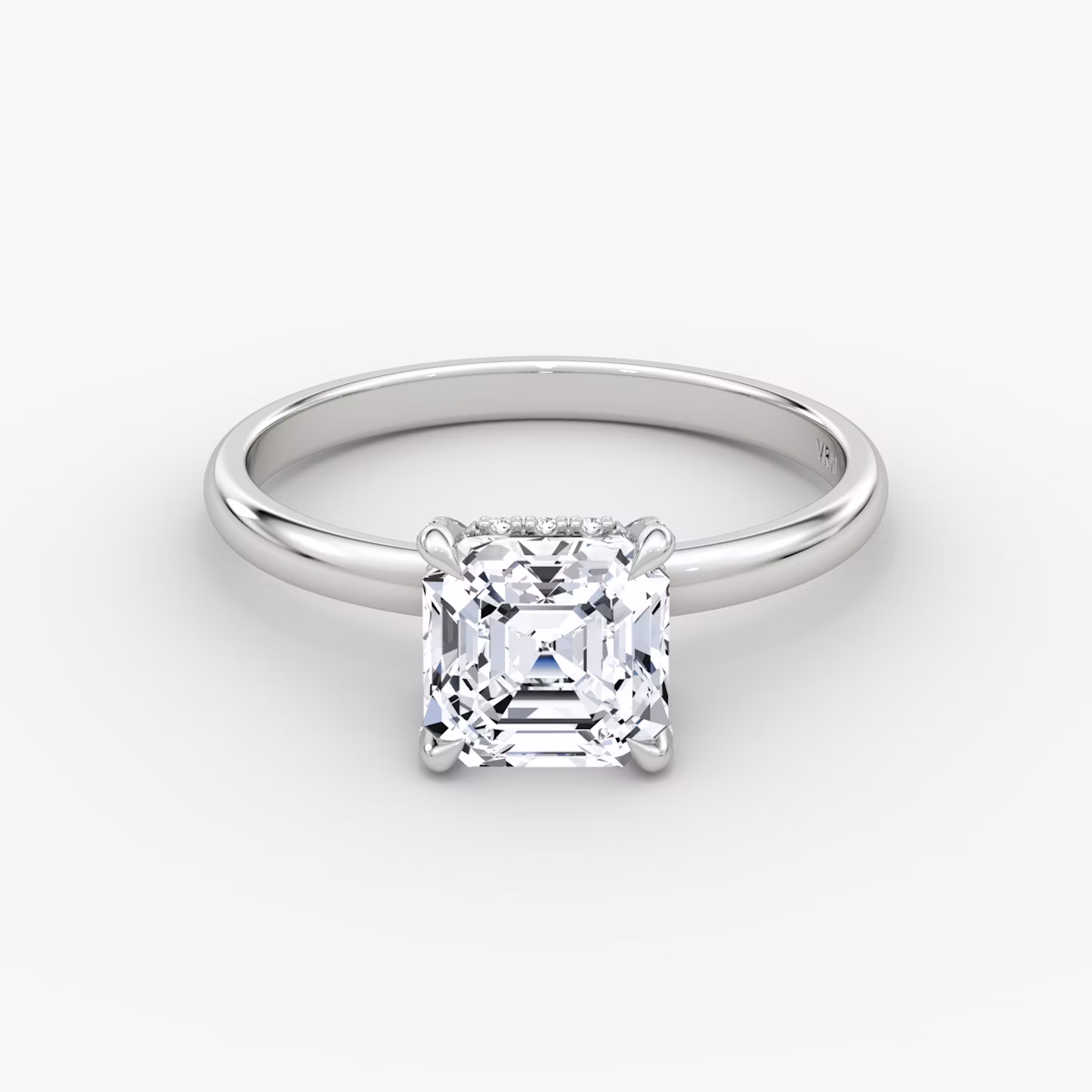 Classic Hidden Halo | Asscher | Platin | bandAccent: Ohne Pavé-Besatz | bandWidth: large | prongStyle: Mit Pavé-Besatz | diamondOrientation: vertical | caratWeight: other