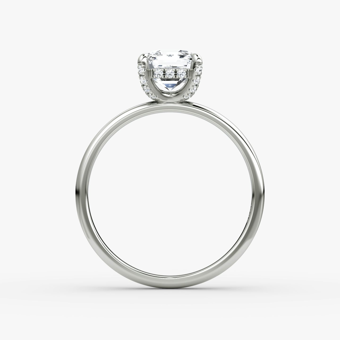 The Classic Hidden Halo | Asscher | Platinum | bandAccent: Plain | bandWidth: large | prongStyle: Pavé | diamondOrientation: vertical | caratWeight: other