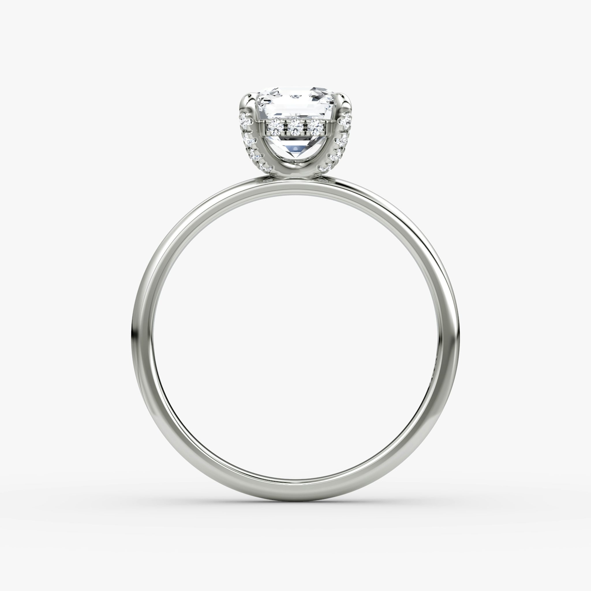 The Classic Hidden Halo | Asscher | 18k | White Gold | bandAccent: Plain | bandWidth: large | prongStyle: Pavé | diamondOrientation: vertical | caratWeight: other