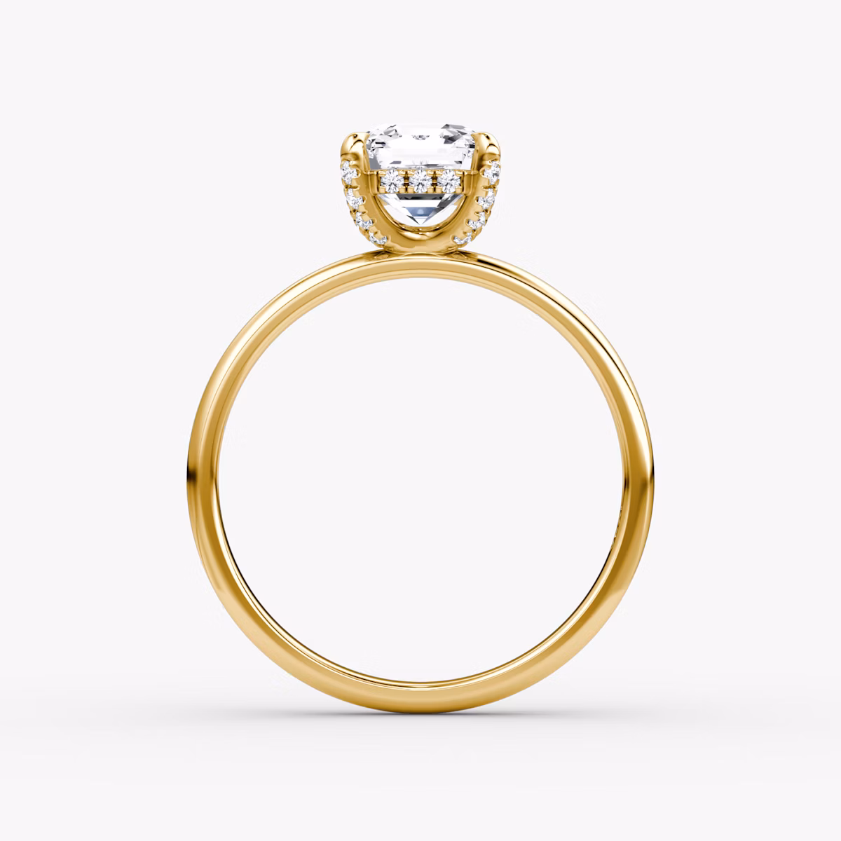 The Classic Hidden Halo | Asscher | 18k | Yellow Gold | bandAccent: Plain | bandWidth: large | prongStyle: Pavé | diamondOrientation: vertical | caratWeight: other