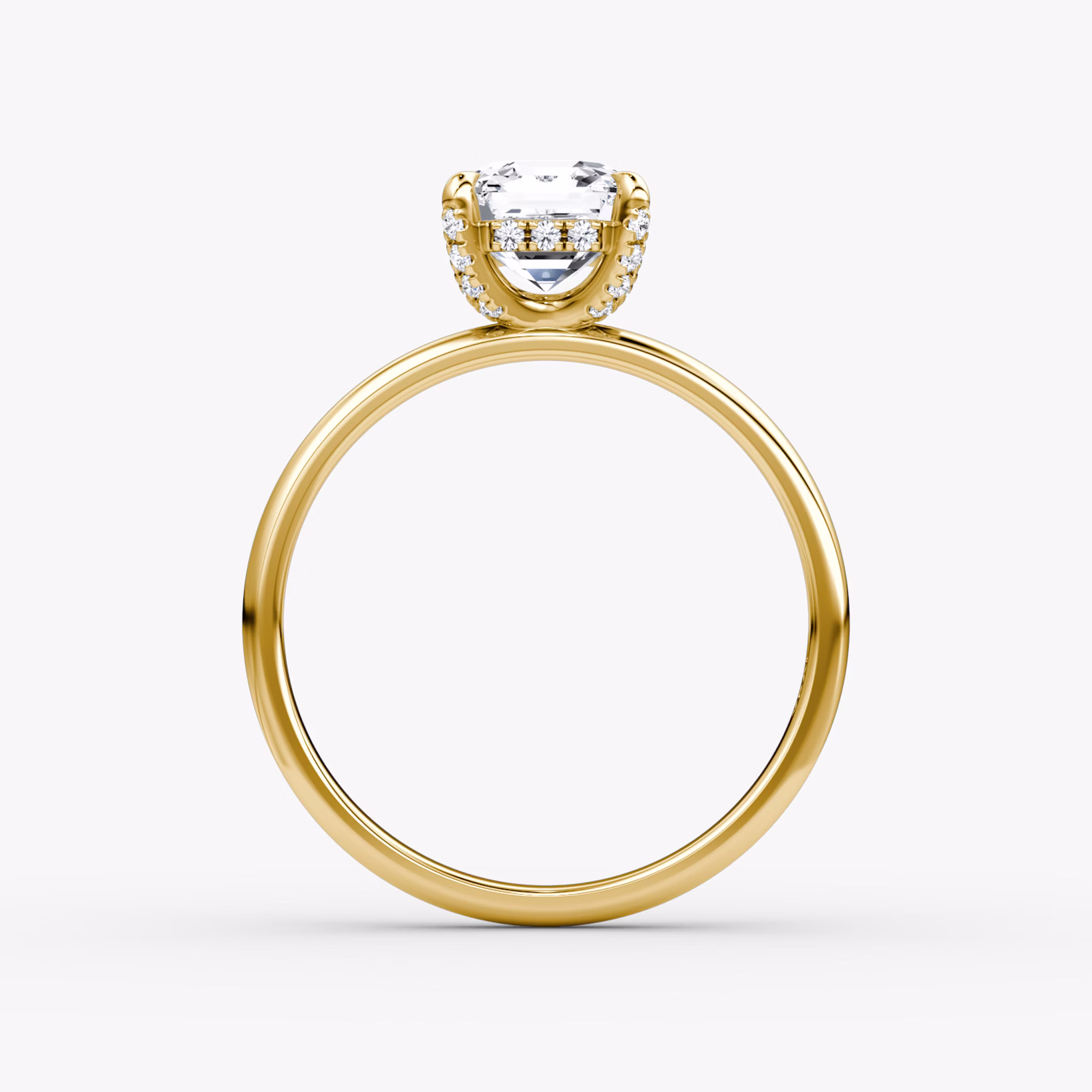 The Classic Hidden Halo | Asscher | 18k | Yellow Gold | bandAccent: Plain | bandWidth: large | prongStyle: Pavé | diamondOrientation: vertical | caratWeight: other