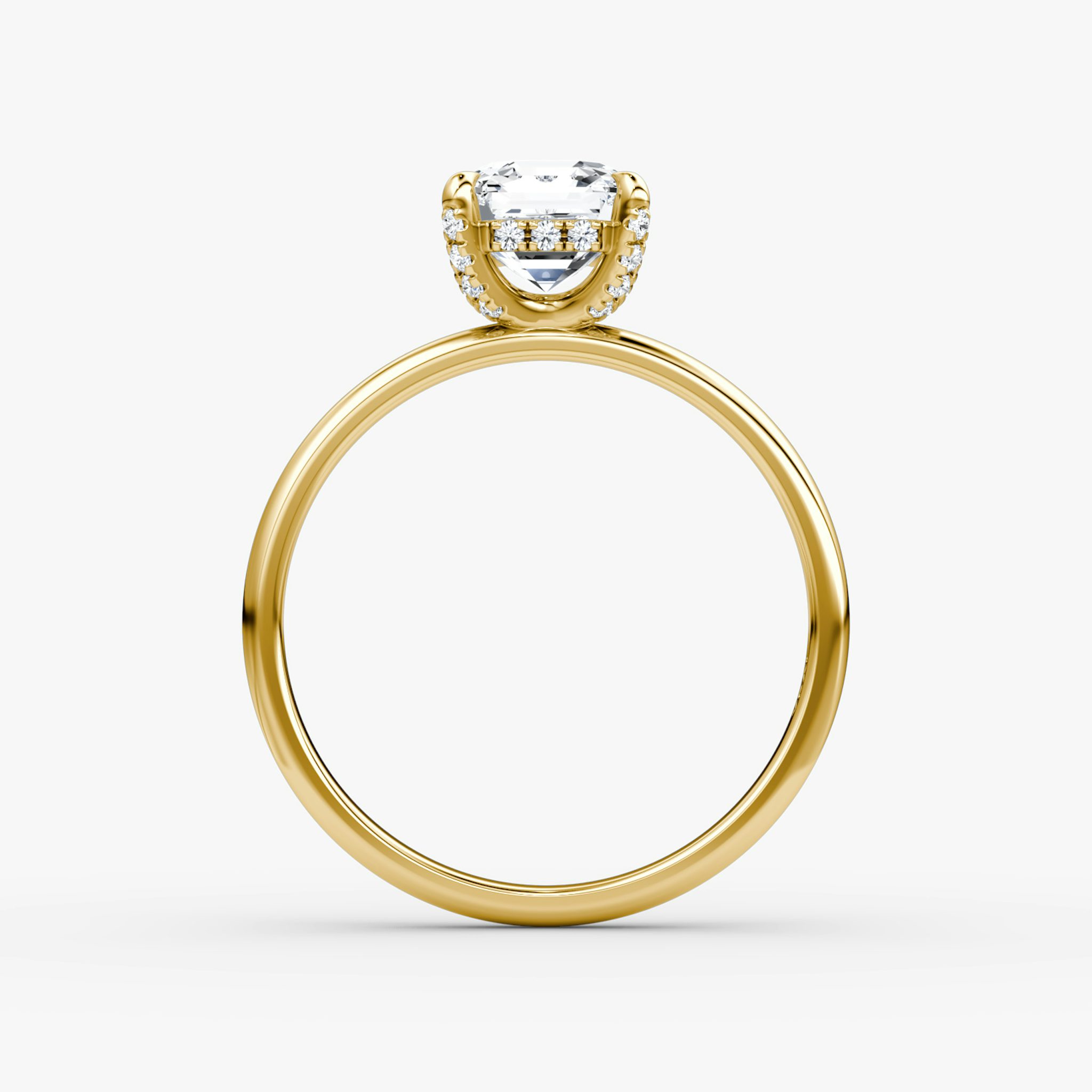The Classic Hidden Halo | Asscher | 18k | Yellow Gold | bandAccent: Plain | bandWidth: large | prongStyle: Pavé | diamondOrientation: vertical | caratWeight: other