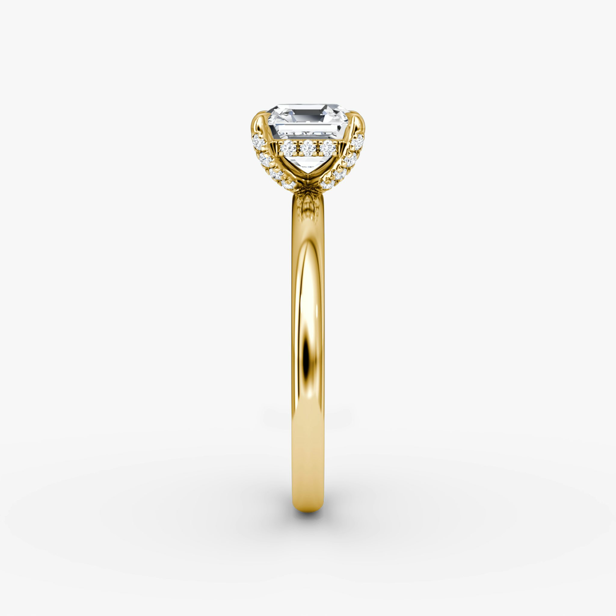 The Classic Hidden Halo | Asscher | 18k | Yellow Gold | bandAccent: Plain | bandWidth: large | prongStyle: Pavé | diamondOrientation: vertical | caratWeight: other