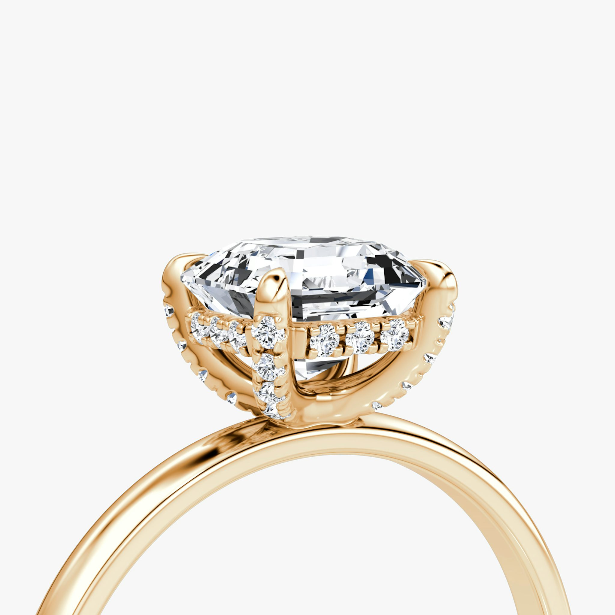 The Classic Hidden Halo | Asscher | 14k | Rose Gold | bandAccent: Plain | bandWidth: large | prongStyle: Pavé | diamondOrientation: vertical | caratWeight: other