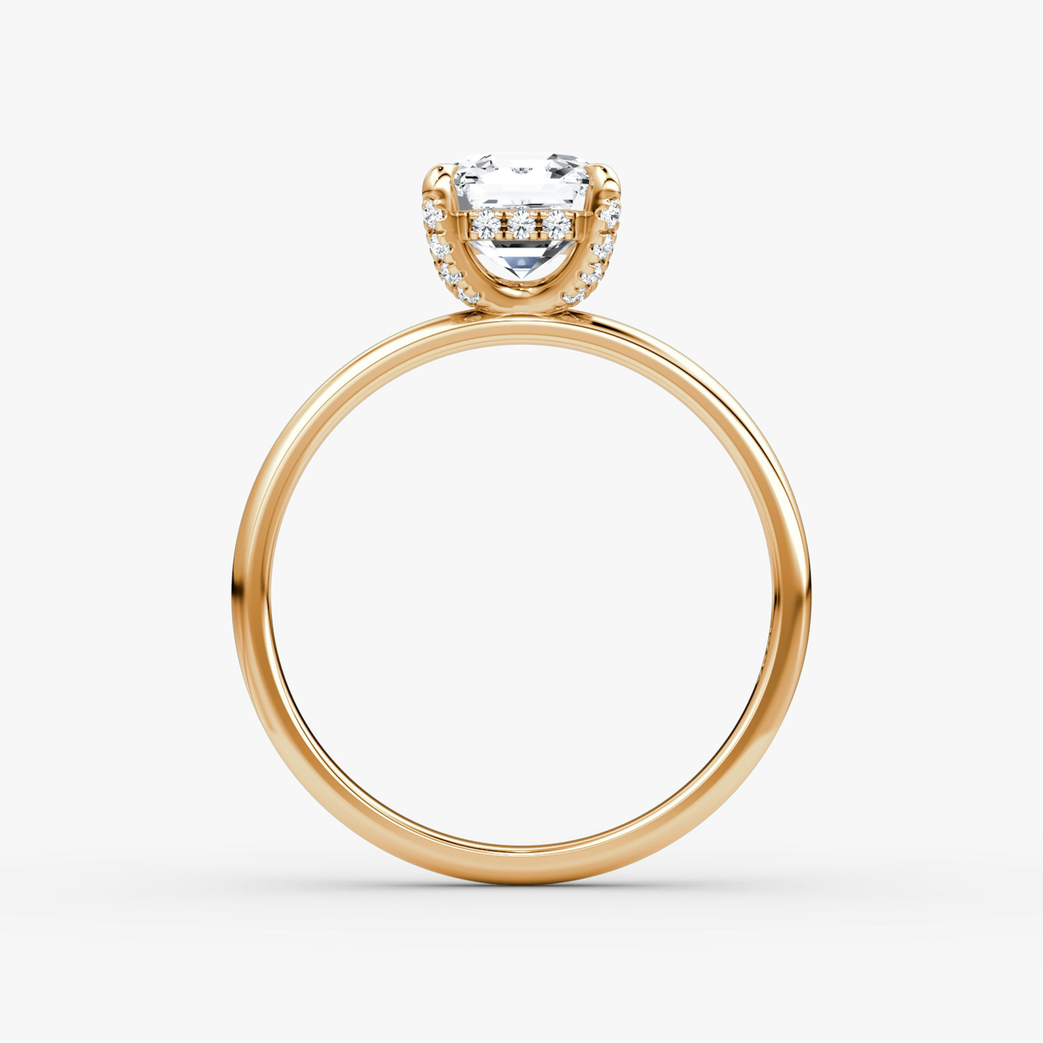 The Classic Hidden Halo | Asscher | 14k | Rose Gold | bandAccent: Plain | bandWidth: large | prongStyle: Pavé | diamondOrientation: vertical | caratWeight: other